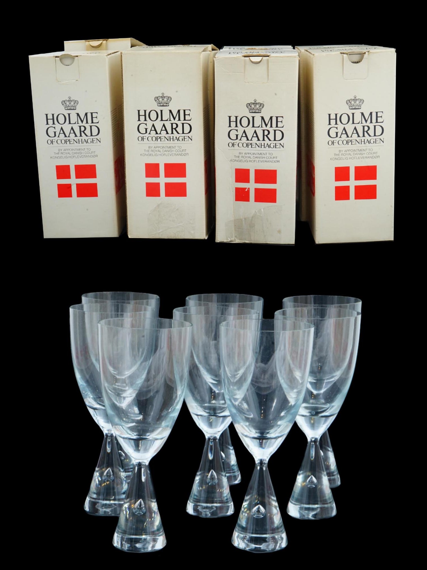 HOLMEGAARD PRINCESS GLASS WATER GOBLETS SET IOB PIC-0