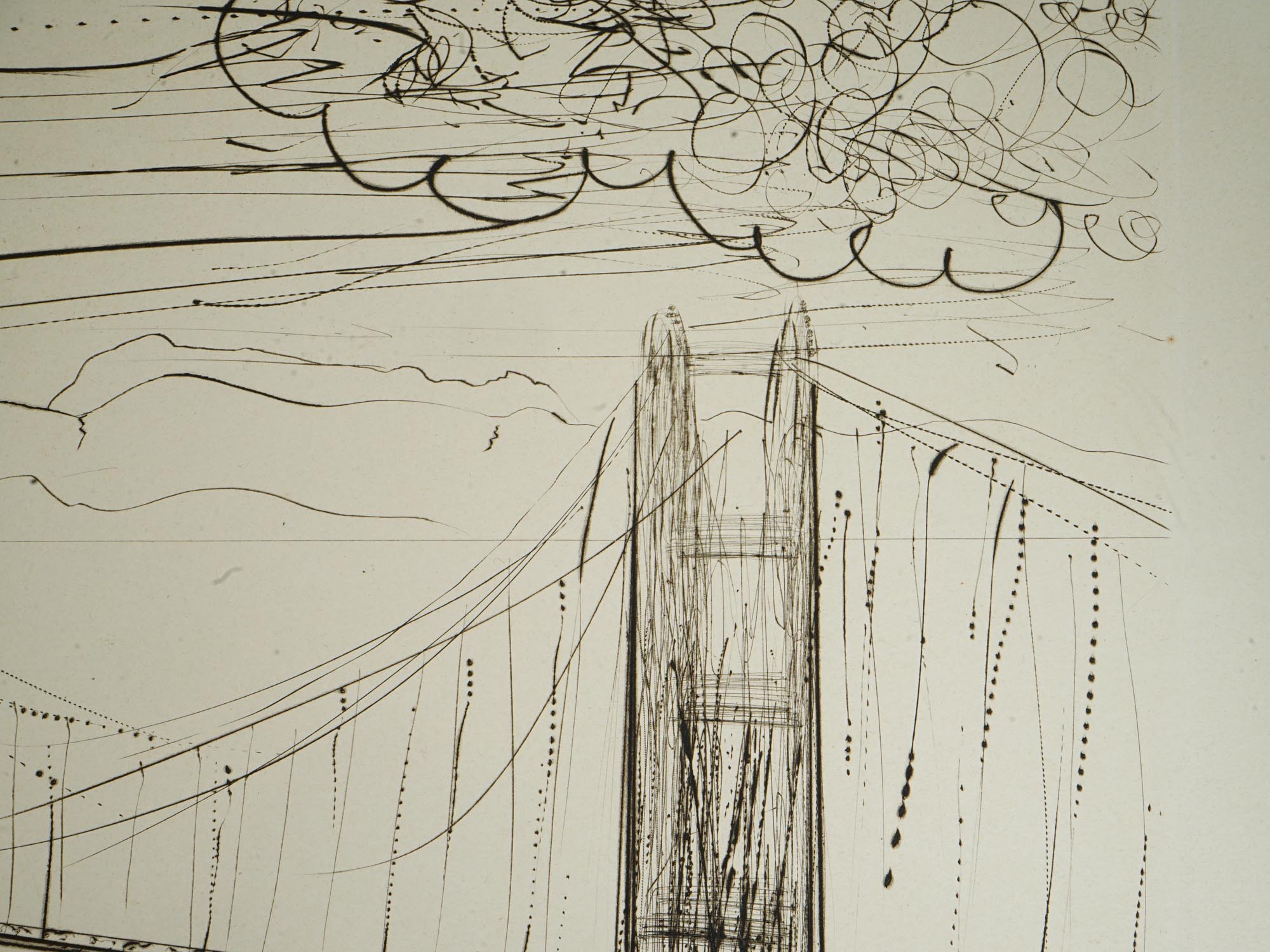 1970 GOLDEN GATE BRIDGE ETCHING BY SALVADOR DALI PIC-1