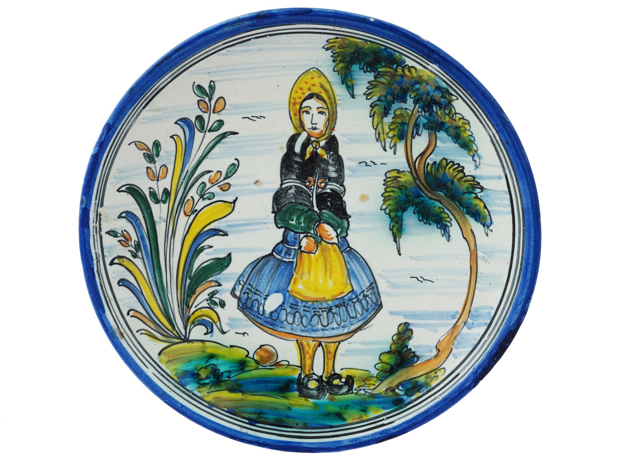 MID CENTURY SPANISH TOLEDO MAJOLICA WALL PLATE PIC-0