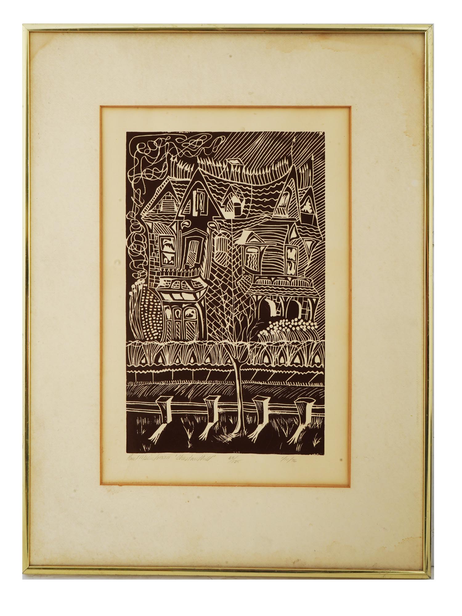 1976 LANDSCAPE LINOCUT PRINT BY PAUL MUSELMAN PIC-0