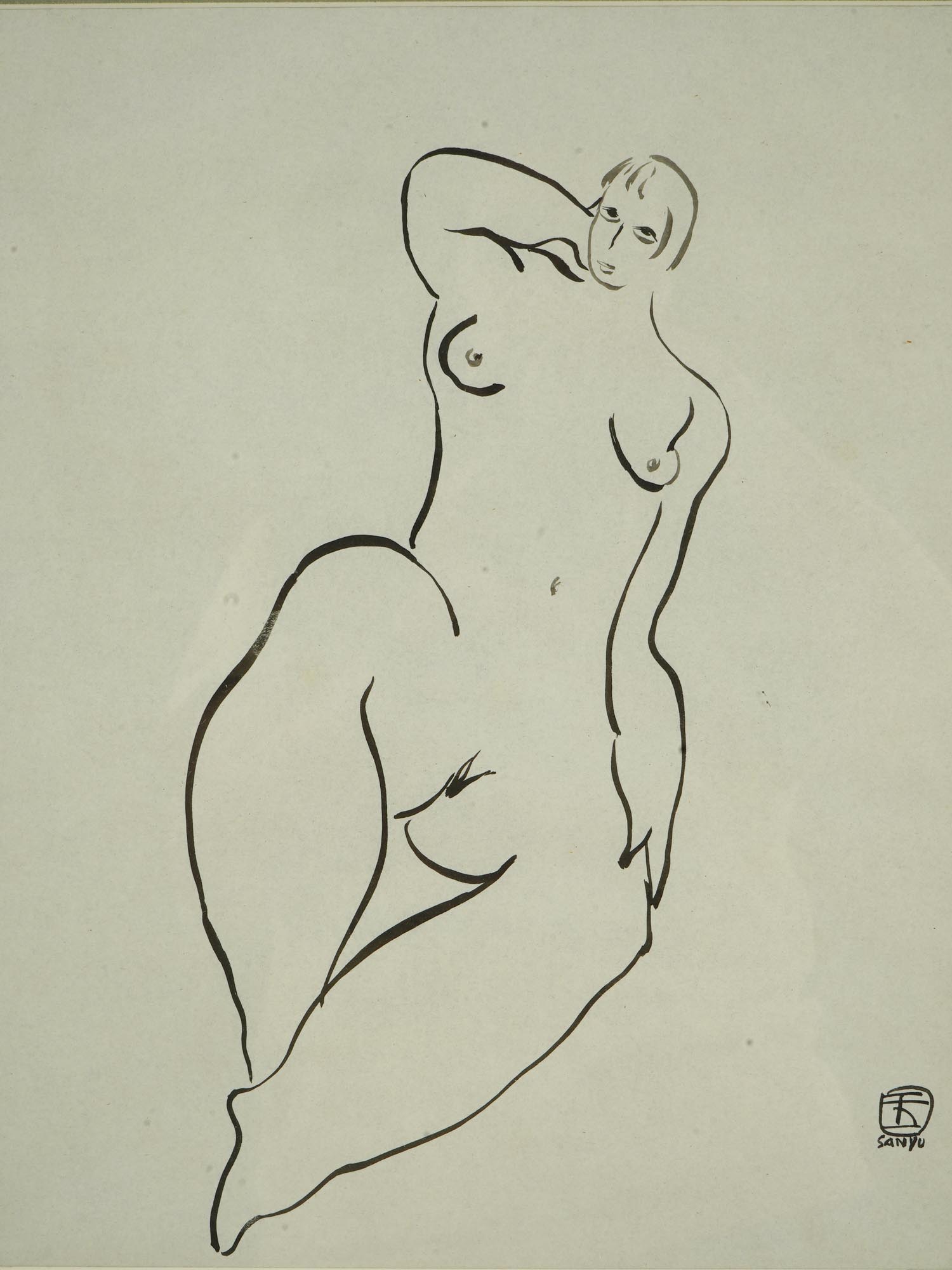 CHINESE FRENCH NUDE PAINTING ATTR TO SANYU CHANG YU PIC-1