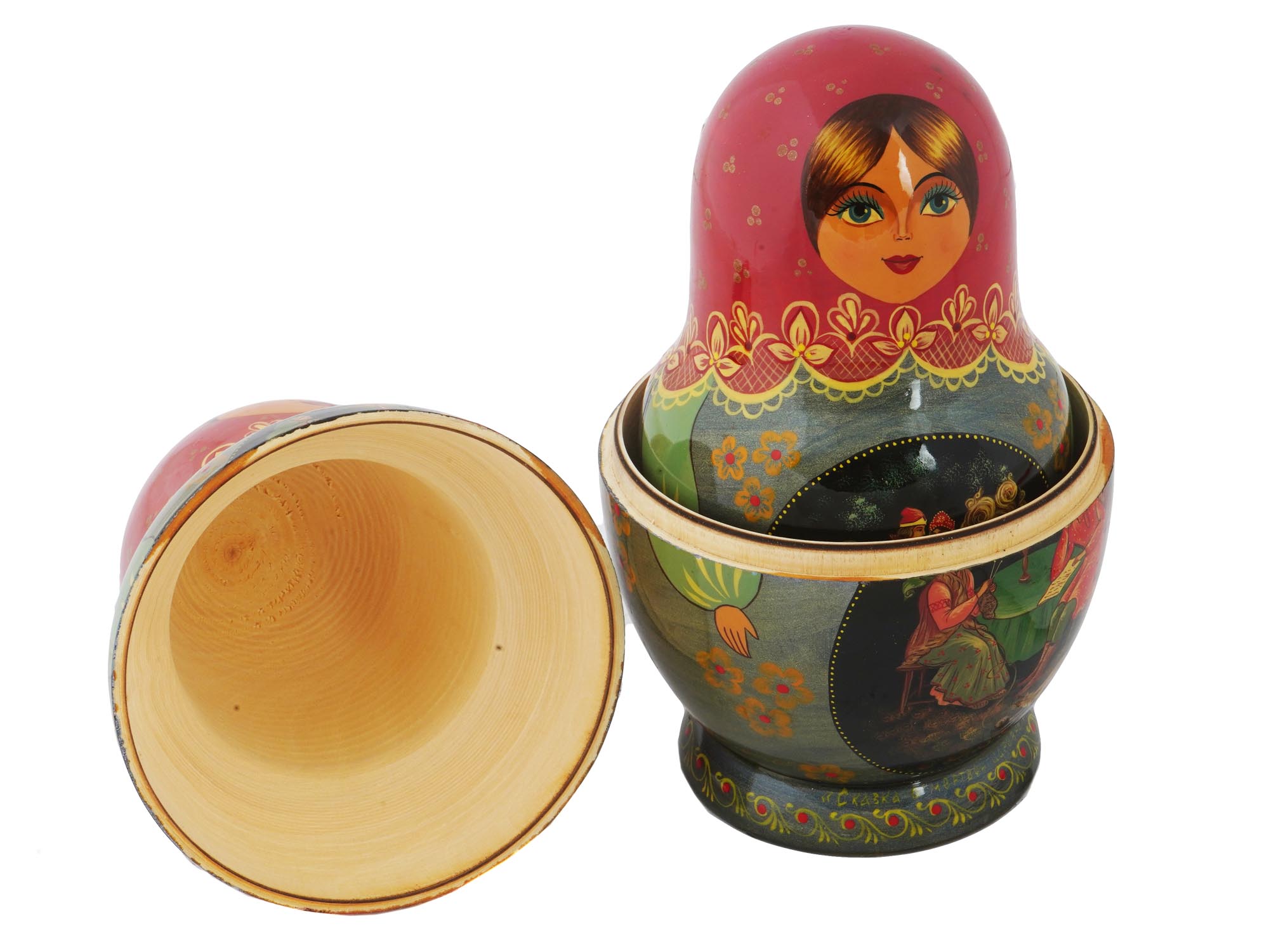 VINTAGE RUSSIAN HAND PAINTED MATRYOSHKA DOLL SET PIC-9