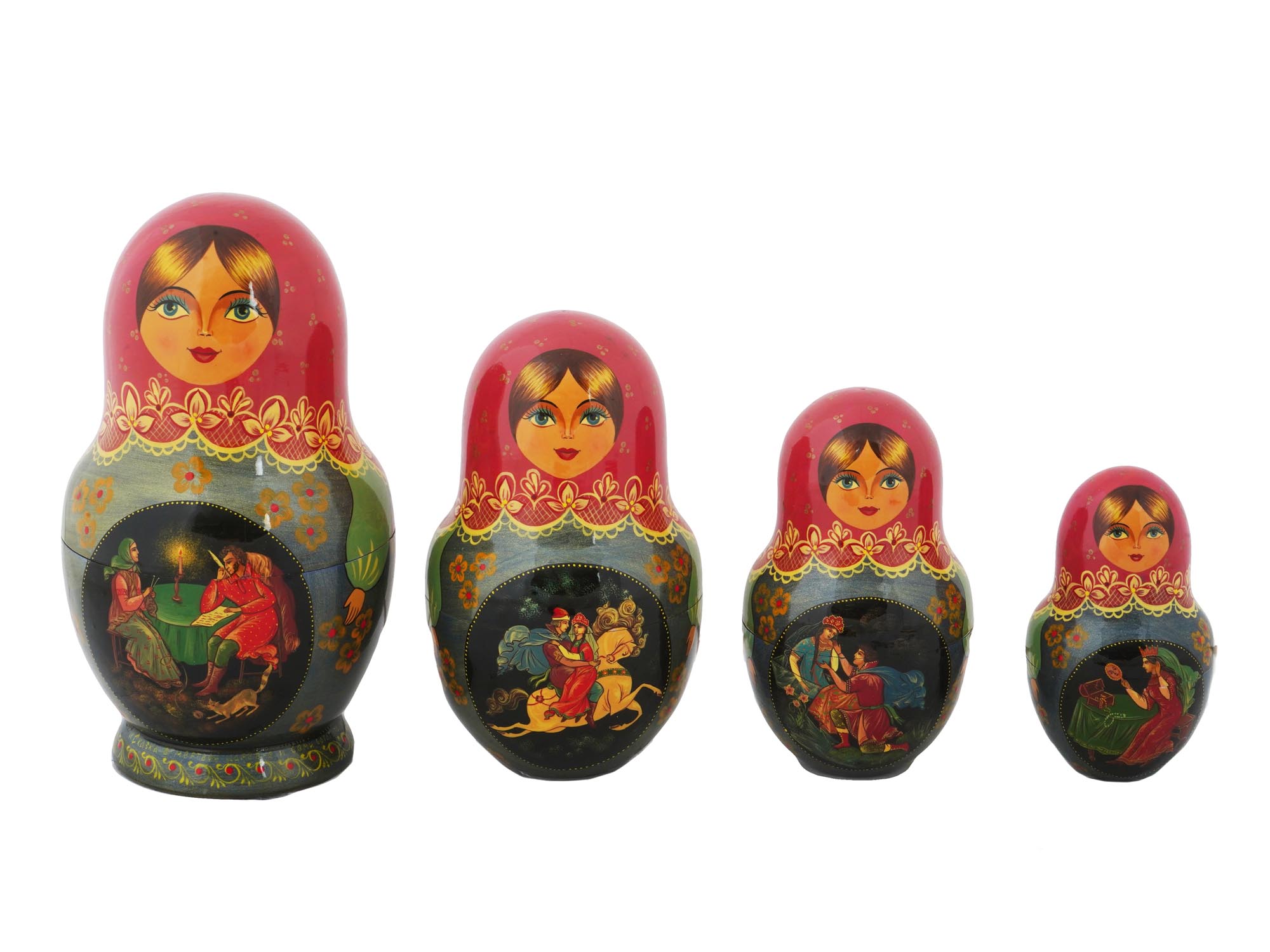 VINTAGE RUSSIAN HAND PAINTED MATRYOSHKA DOLL SET PIC-1