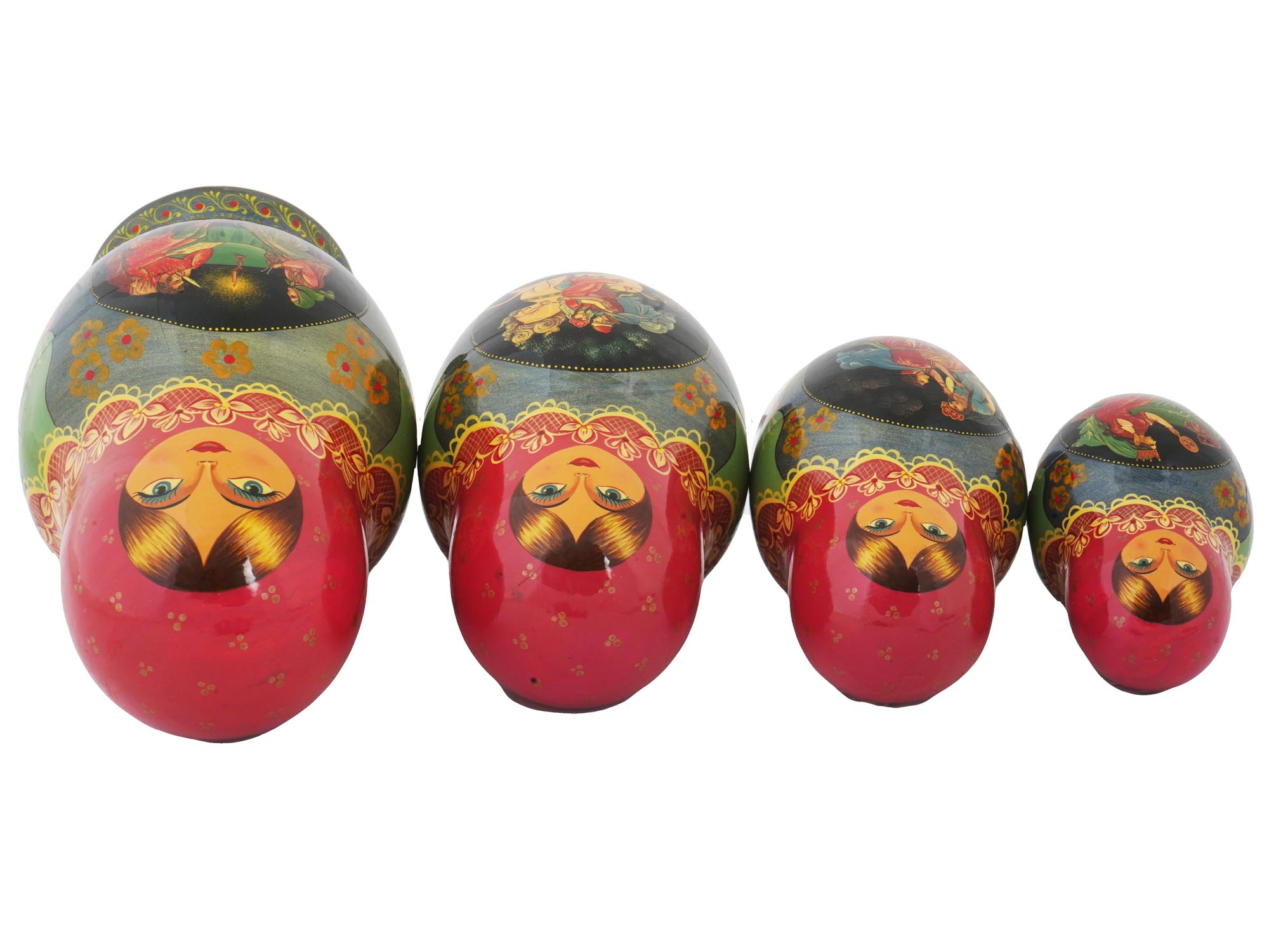 VINTAGE RUSSIAN HAND PAINTED MATRYOSHKA DOLL SET PIC-5