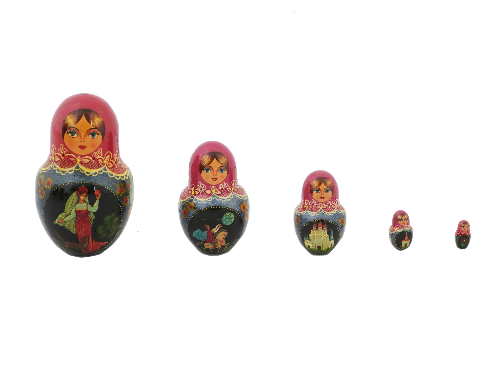 VINTAGE RUSSIAN HAND PAINTED MATRYOSHKA DOLL SET PIC-3