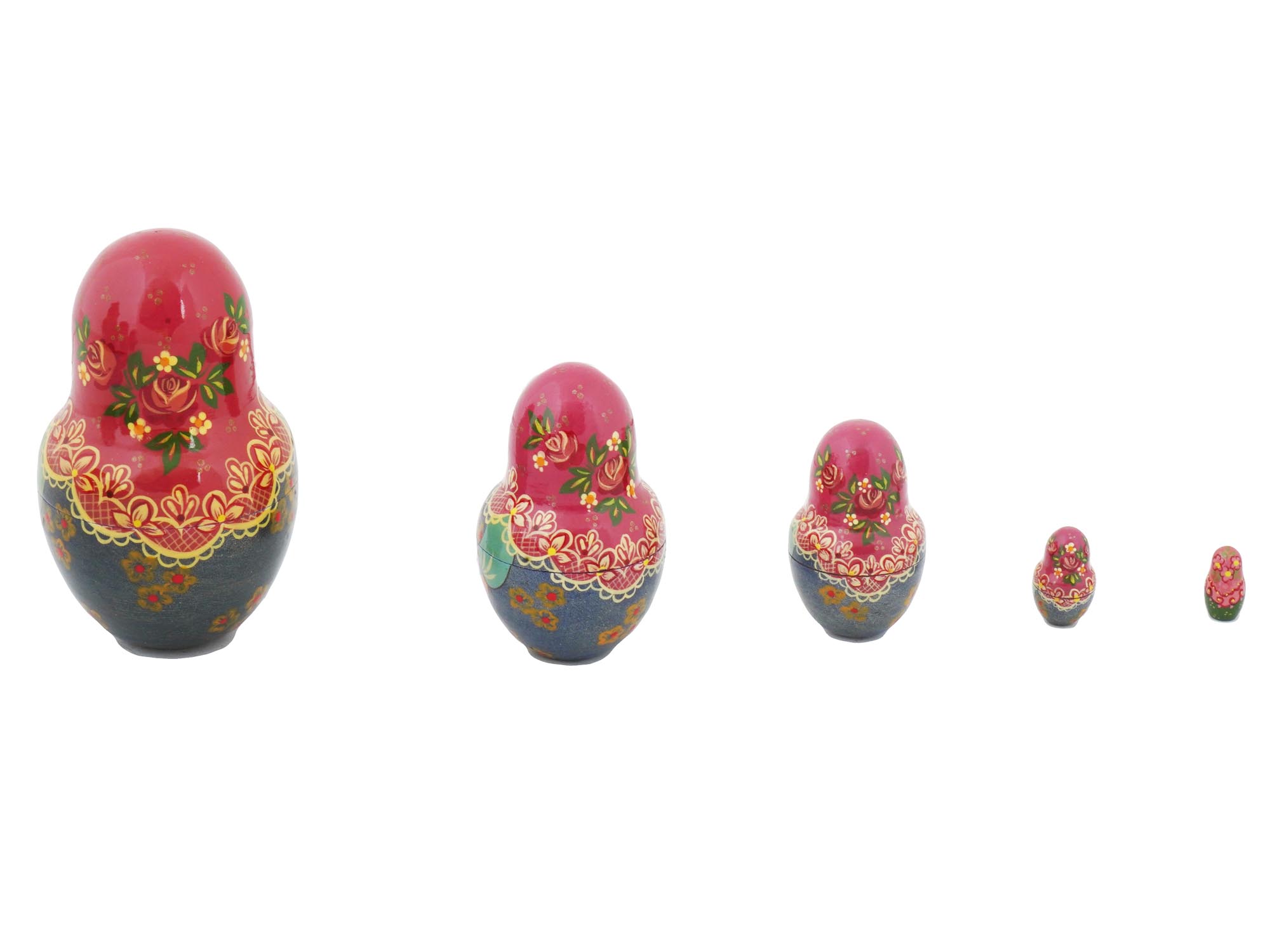 VINTAGE RUSSIAN HAND PAINTED MATRYOSHKA DOLL SET PIC-4