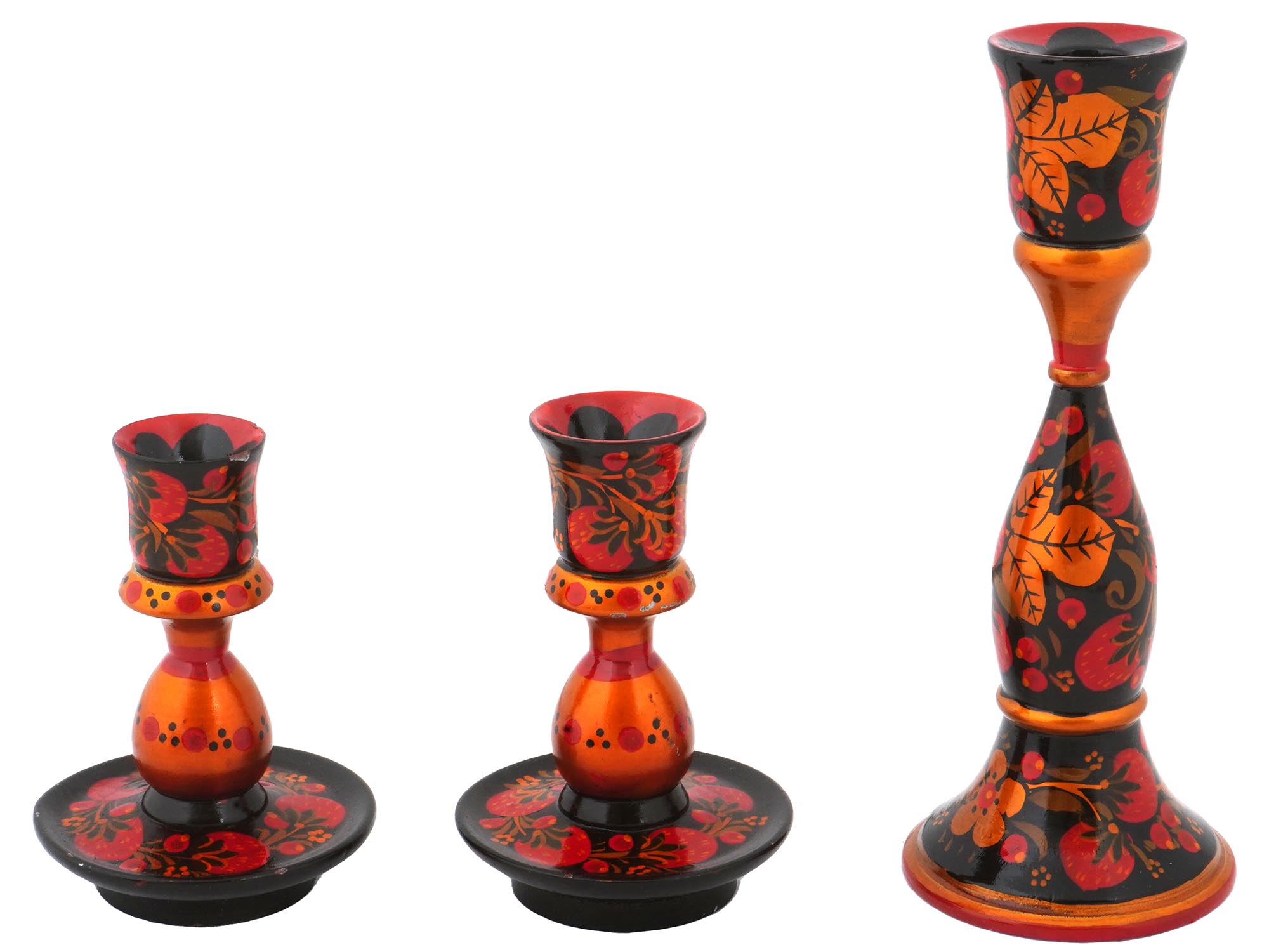 RUSSIAN HAND PAINTED WOODEN KHOKHLOMA TABLEWARE SET PIC-5