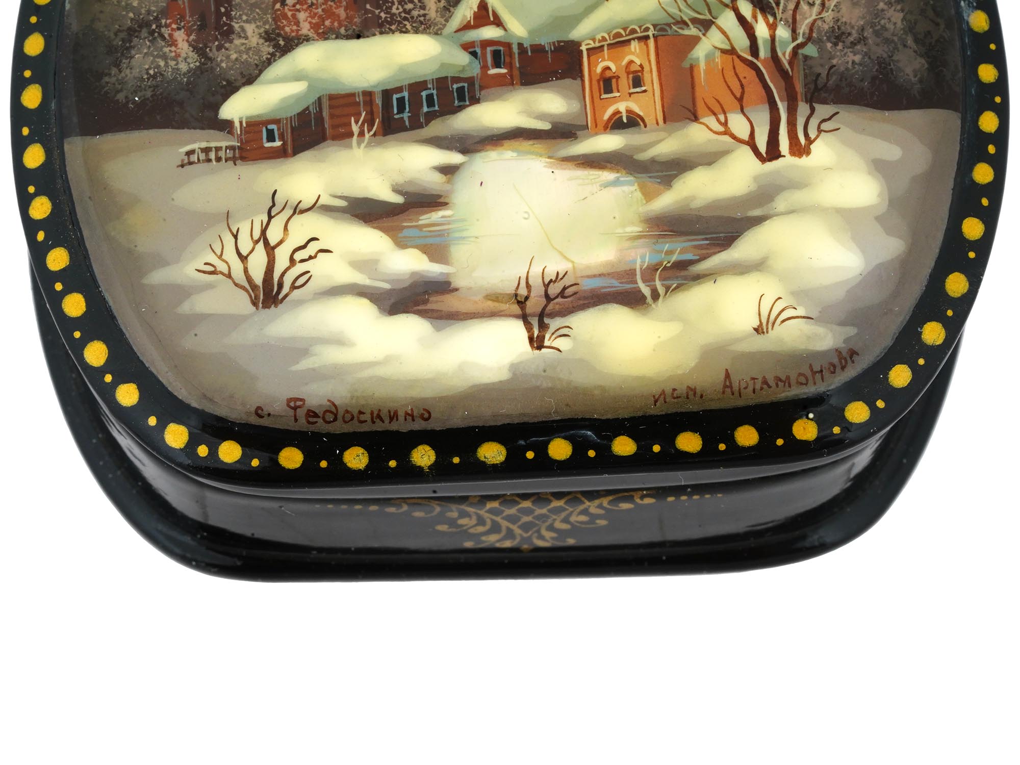 RUSSIAN TRADITIONAL LACQUERED WOODEN TRINKET BOX PIC-4