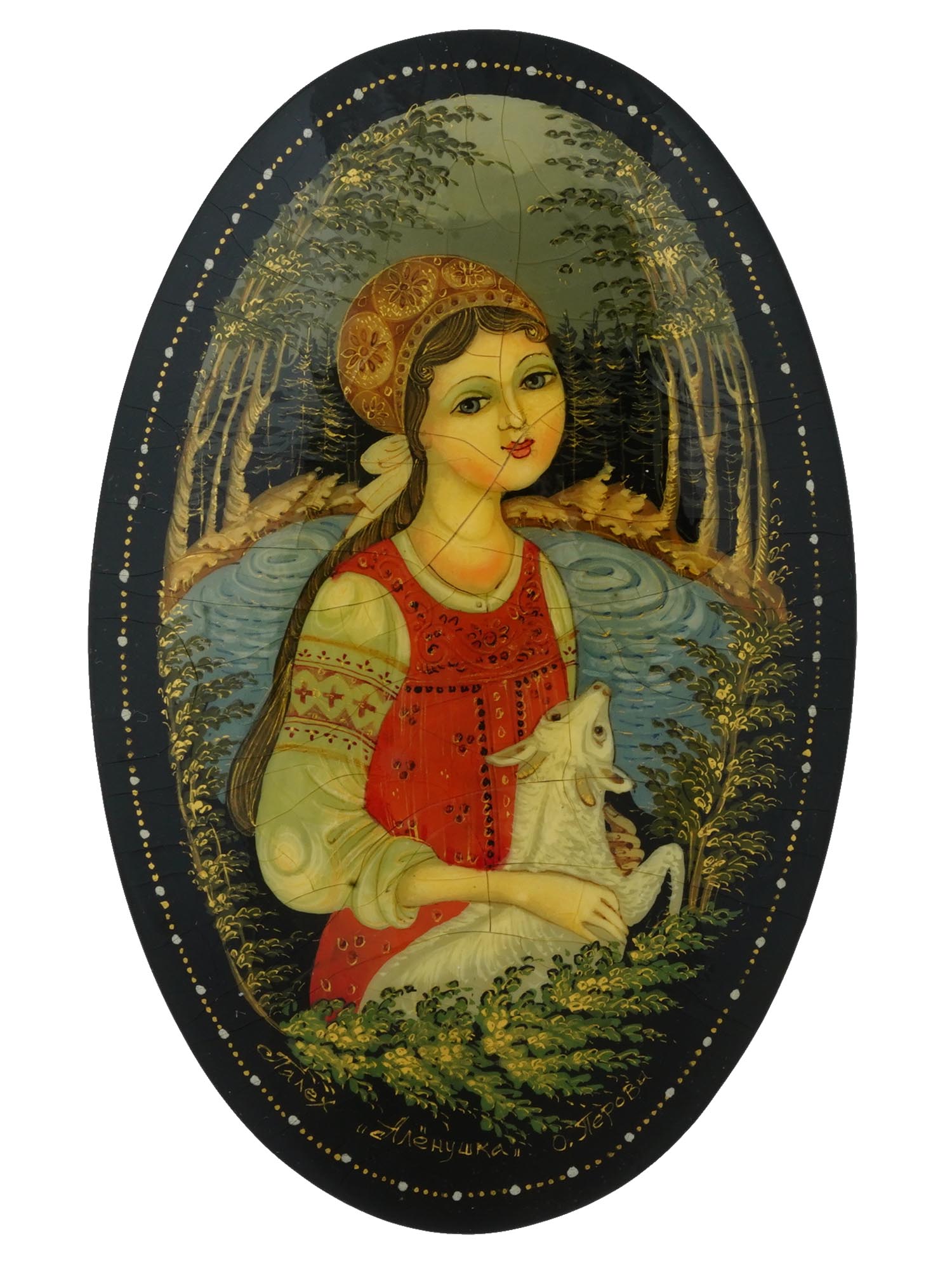 RUSSIAN TRADITIONAL LACQUERED PALEKH TRINKET BOX PIC-2