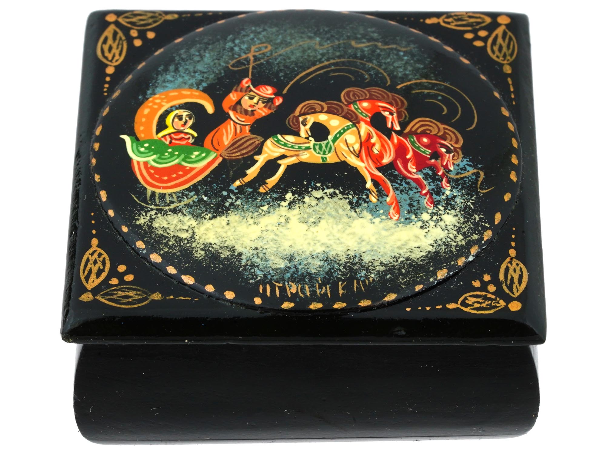 RUSSIAN TRADITIONAL LACQUERED WOODEN TRINKET BOXES PIC-6