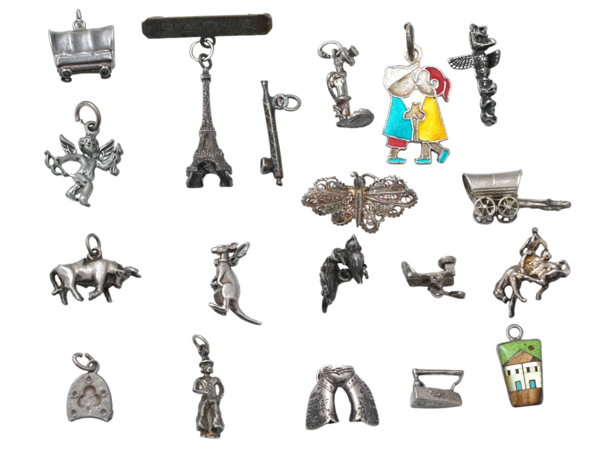 COLLECTION OF VINTAGE STERLING SILVER CHARMS PIC-0