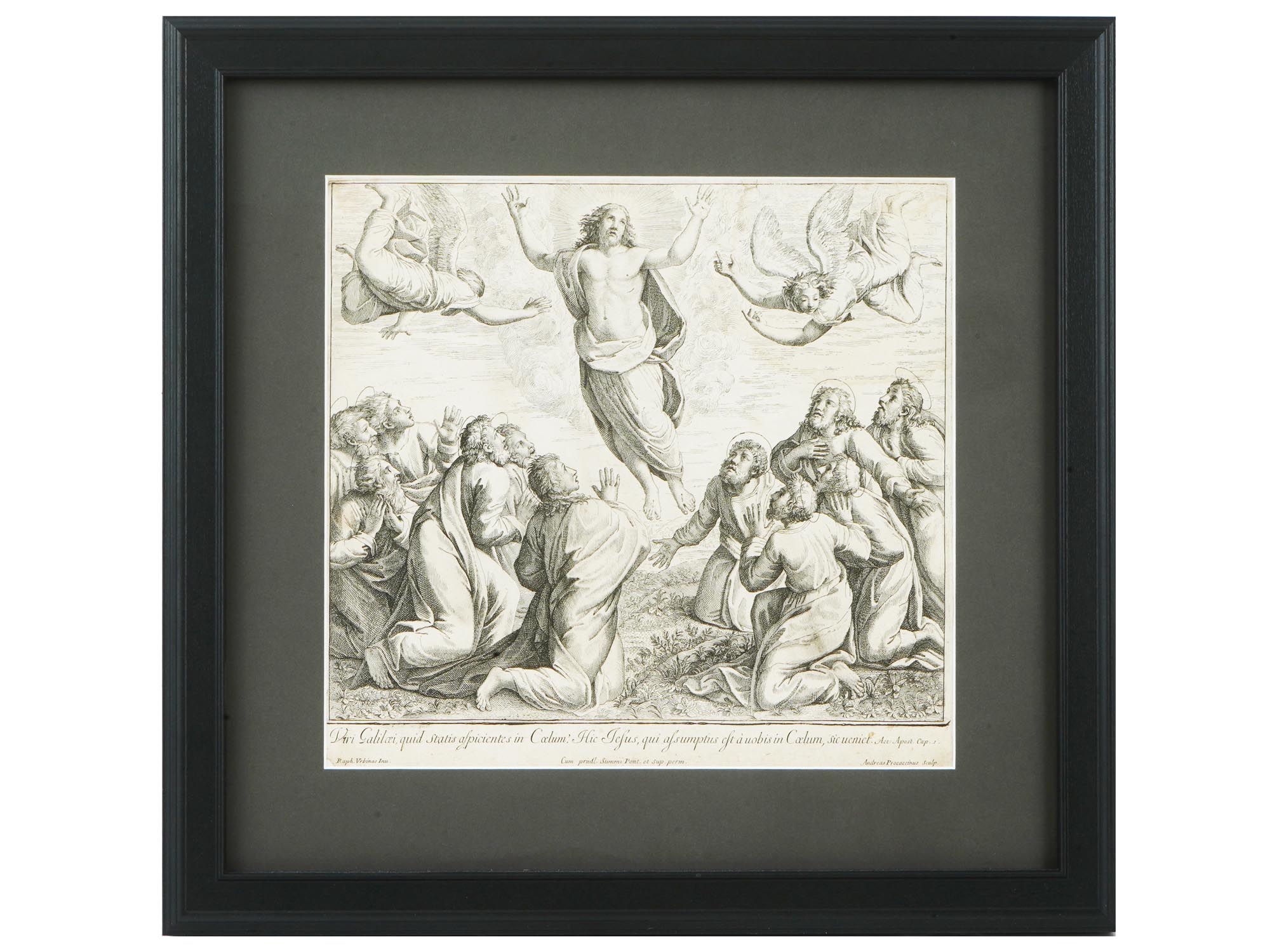 VINTAGE ITALIAN ETCHING ASCENSION AFTER RAPHAEL PIC-0
