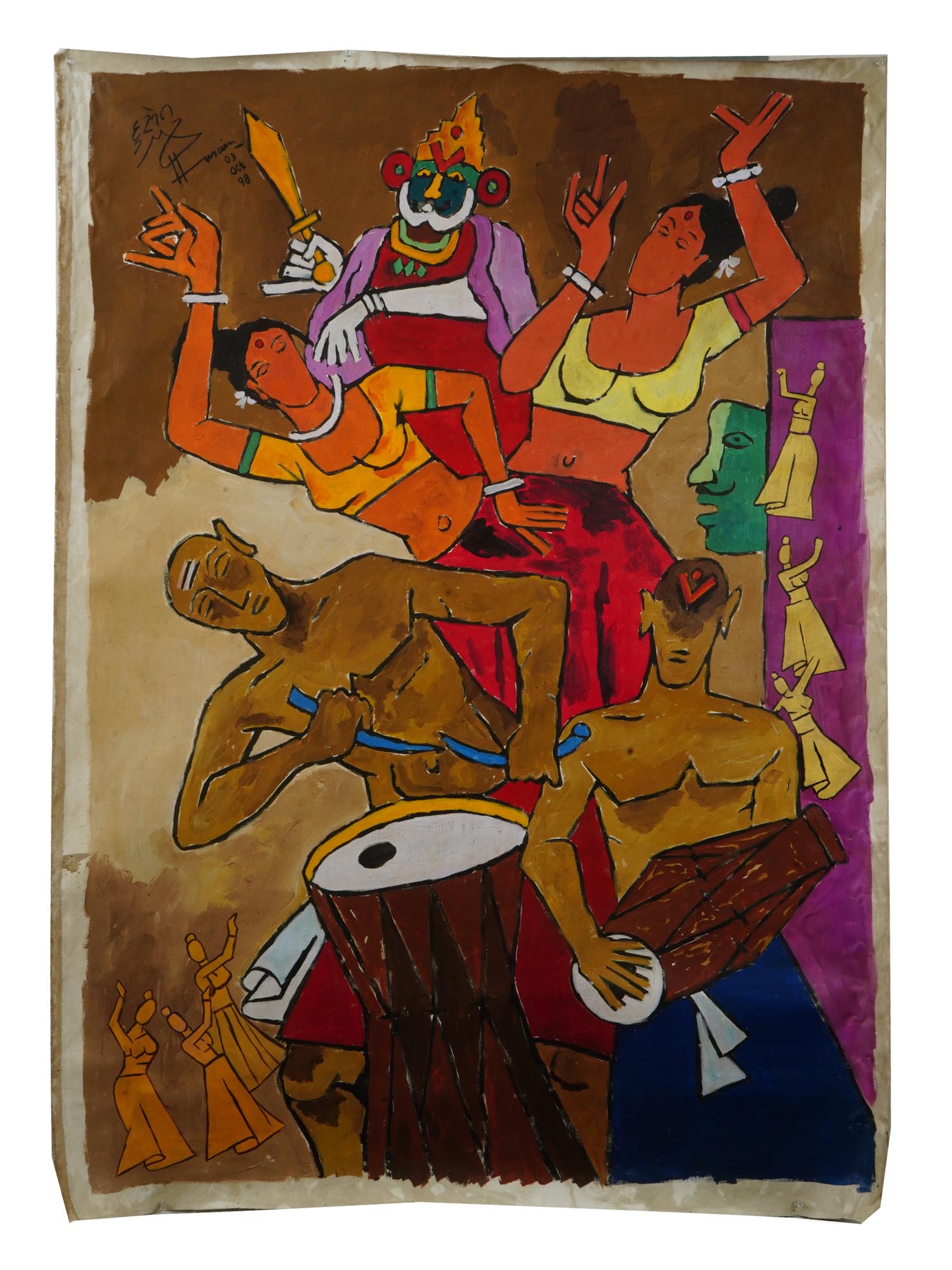 1998 INDIAN ACRYLIC PAINTING BY MAQBOOL FIDA HUSAIN PIC-0