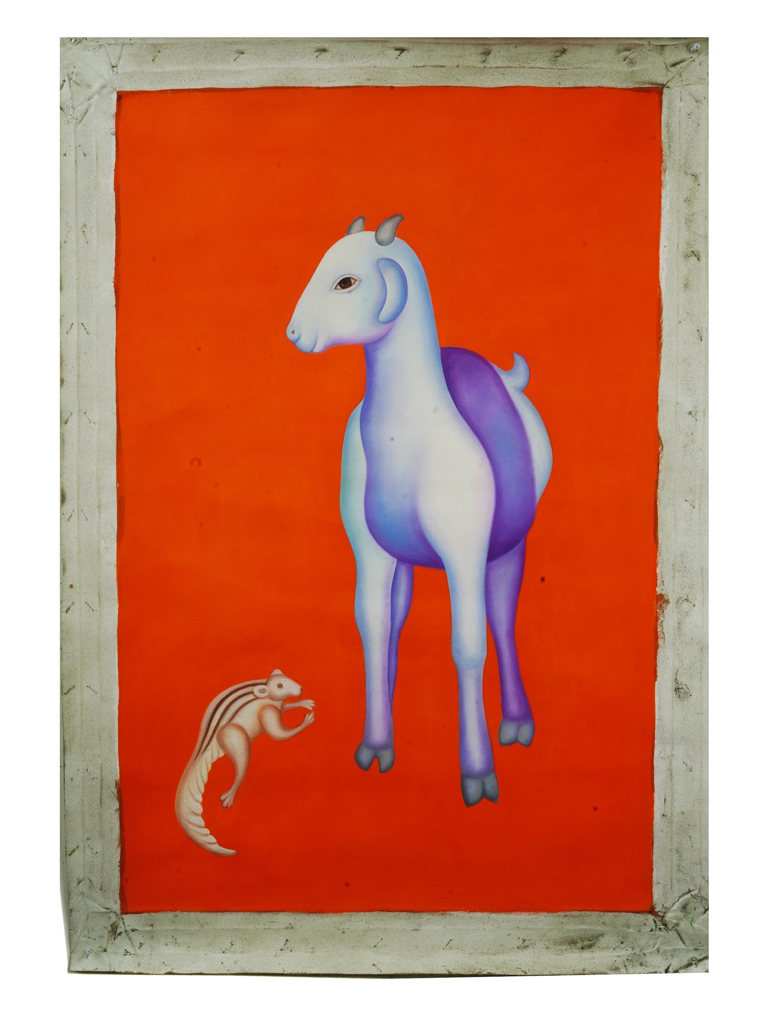 INDIAN PAINTING GOAT AND SQUIRREL BY MANJIT BAWA PIC-0