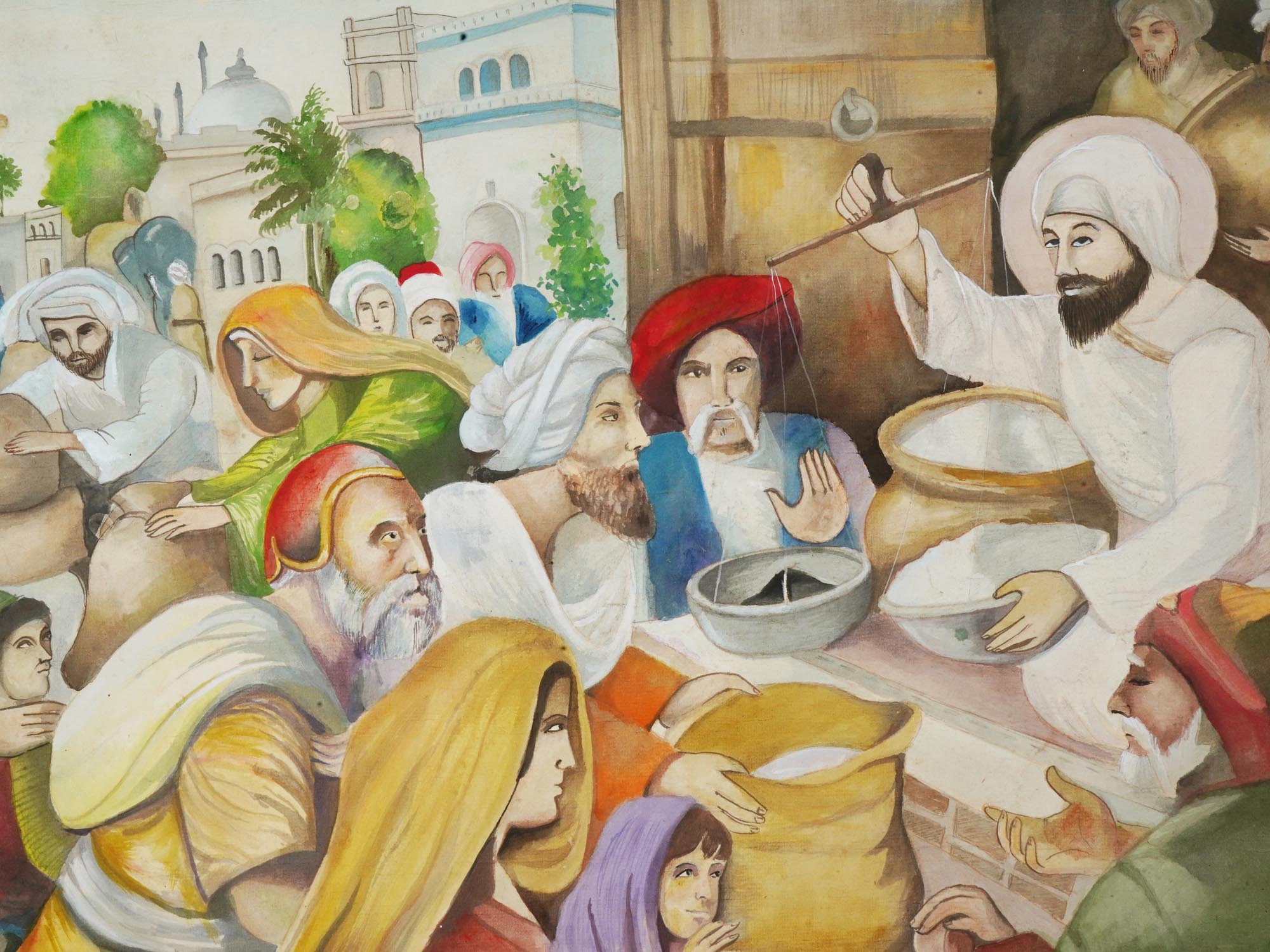 MID CENT INDIAN PUNJAB SCHOOL WATERCOLOR PAINTING PIC-1