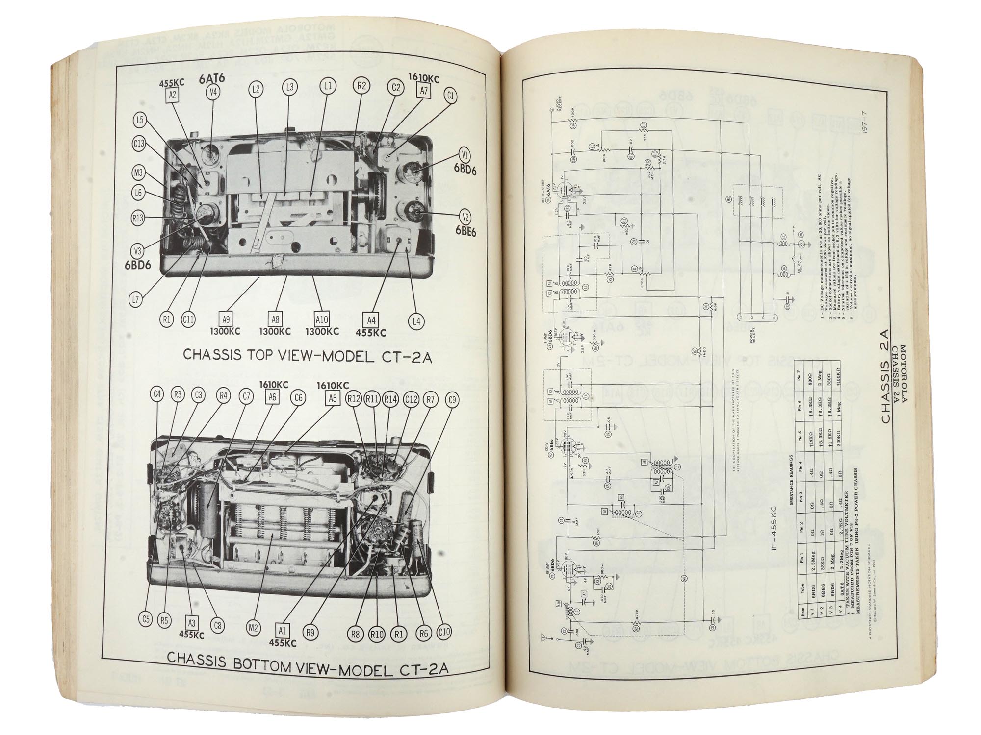 AMERICAN BOOK AUTO RADIO SERVICE DATA MANUAL 1953 PIC-6