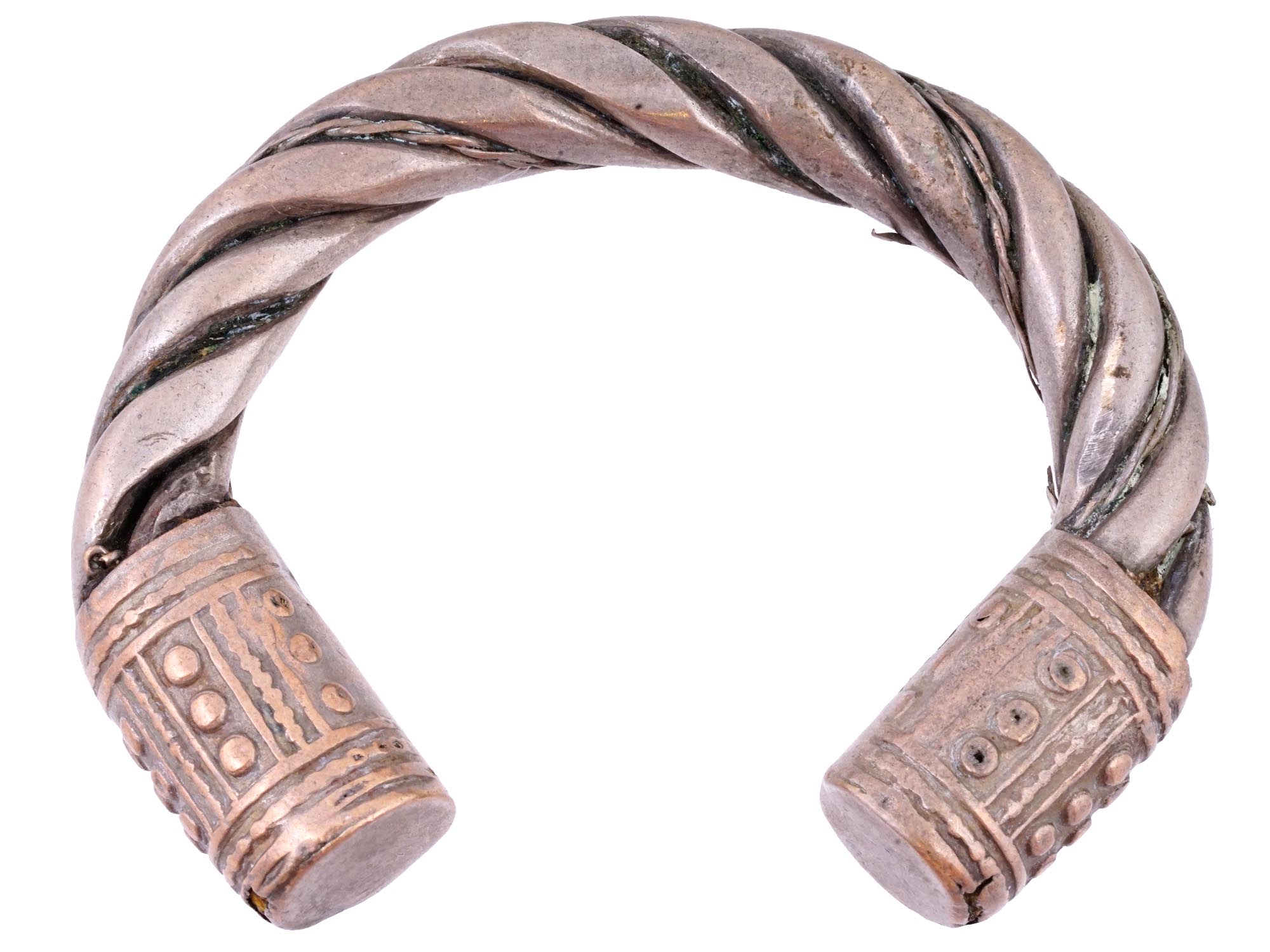 CENTRAL ASIAN TURKMEN TWISTED SILVER JEWELRY BRACELET PIC-1