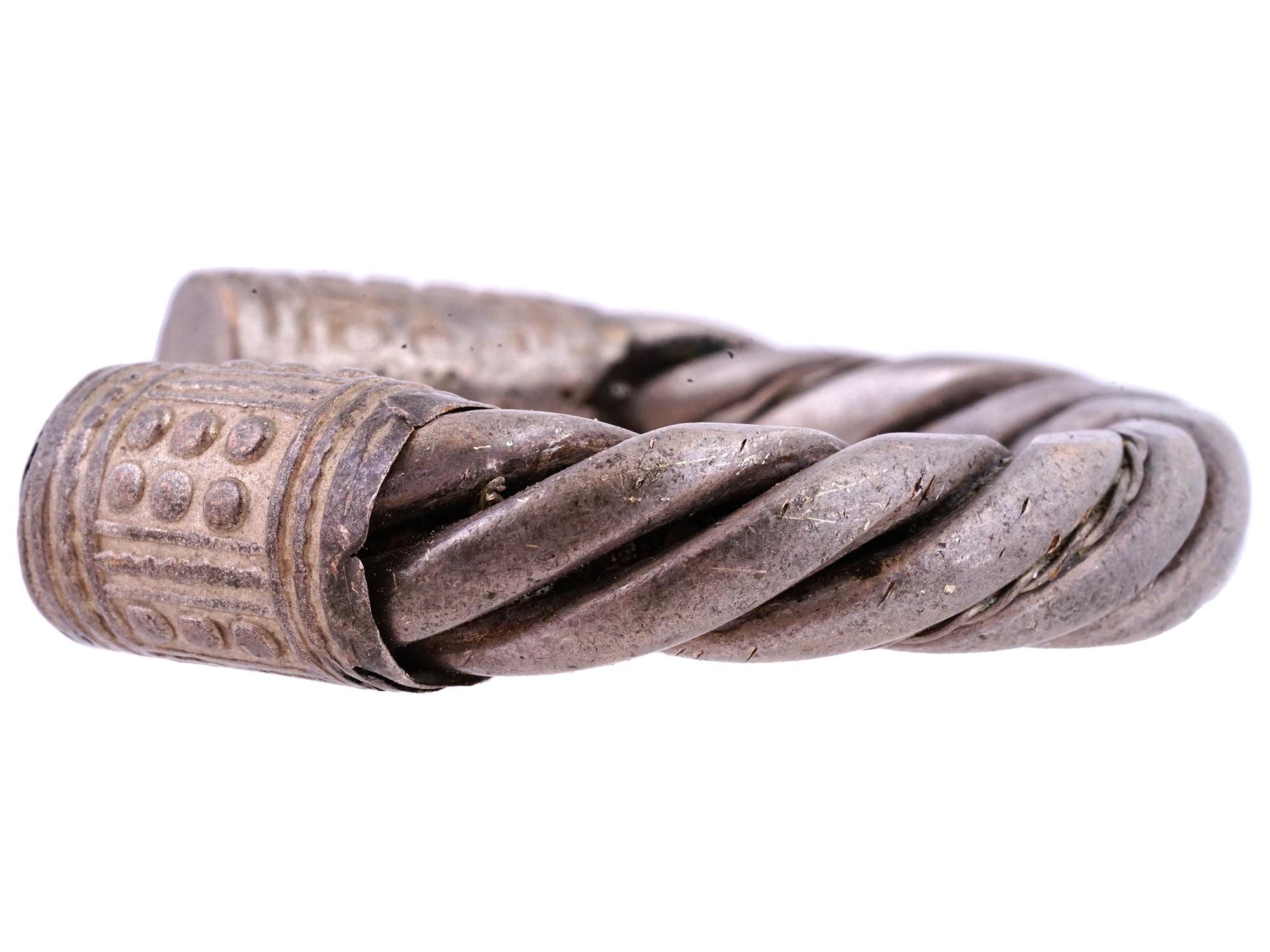 CENTRAL ASIAN TURKMEN TWISTED SILVER JEWELRY BRACELET PIC-3