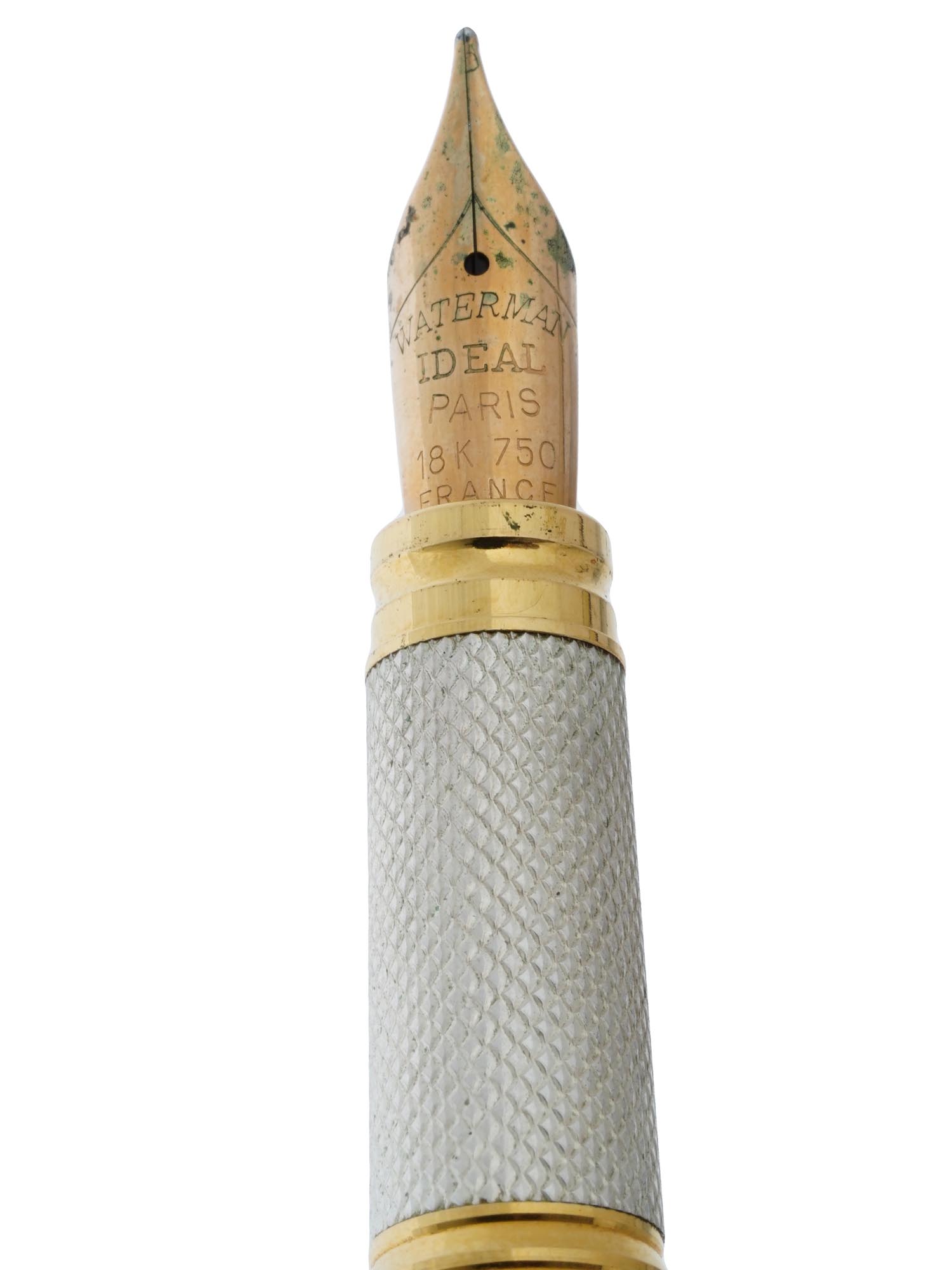 WATERMAN IDEAL 18K GOLD SILVER FOUNTAIN PEN IOB PIC-3