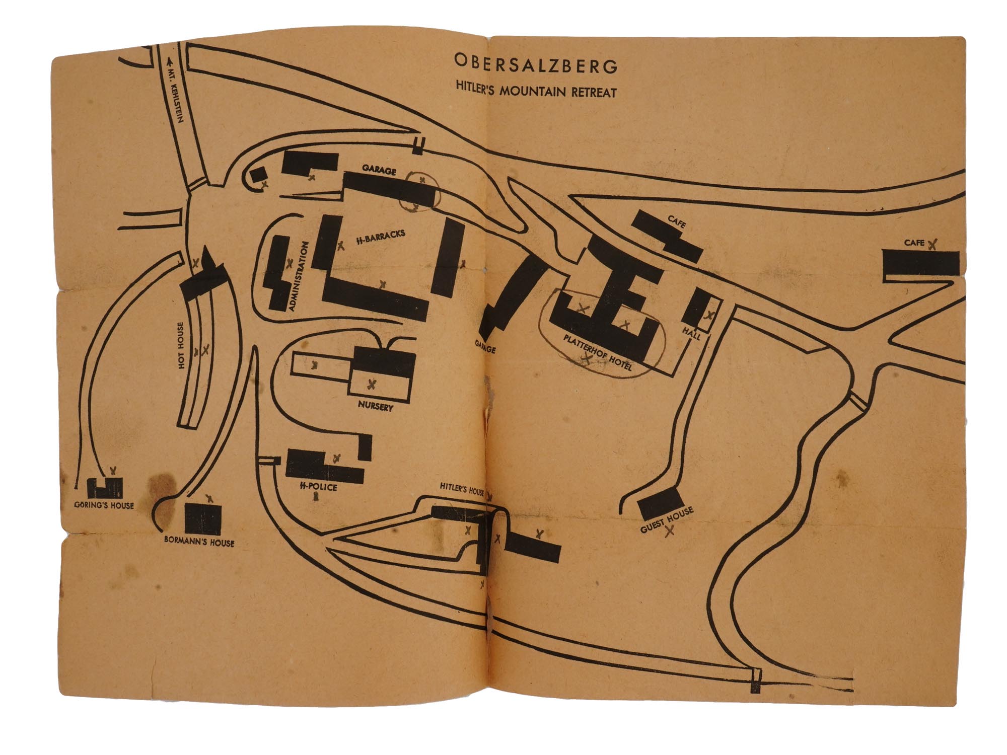 RARE WWII NAZI GERMAN HITLERS MOUNTAIN RETREAT MAP PIC-0