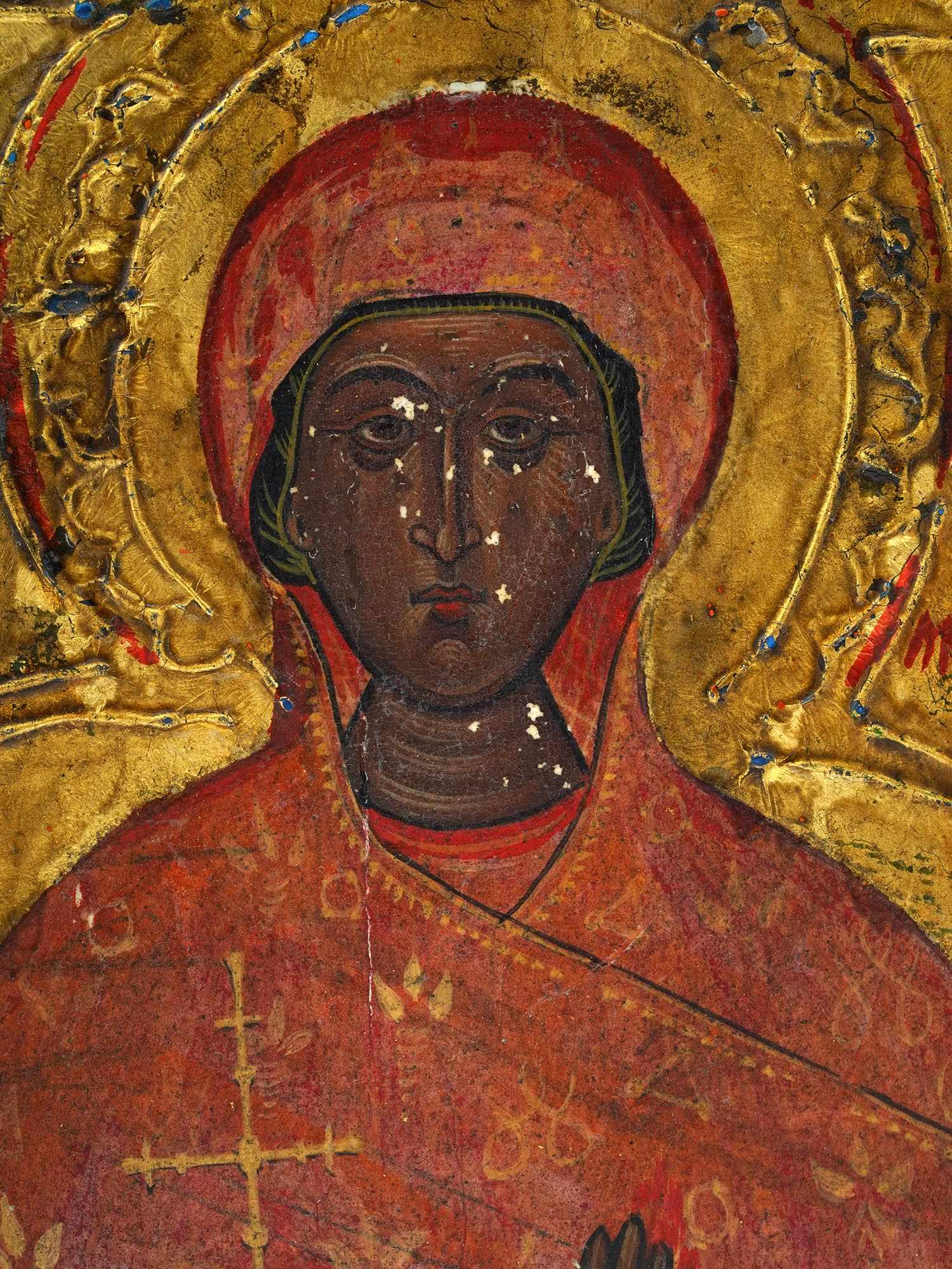 ANTIQUE BULGARIAN ORTHODOX ICON OF SAINT MARINA PIC-2