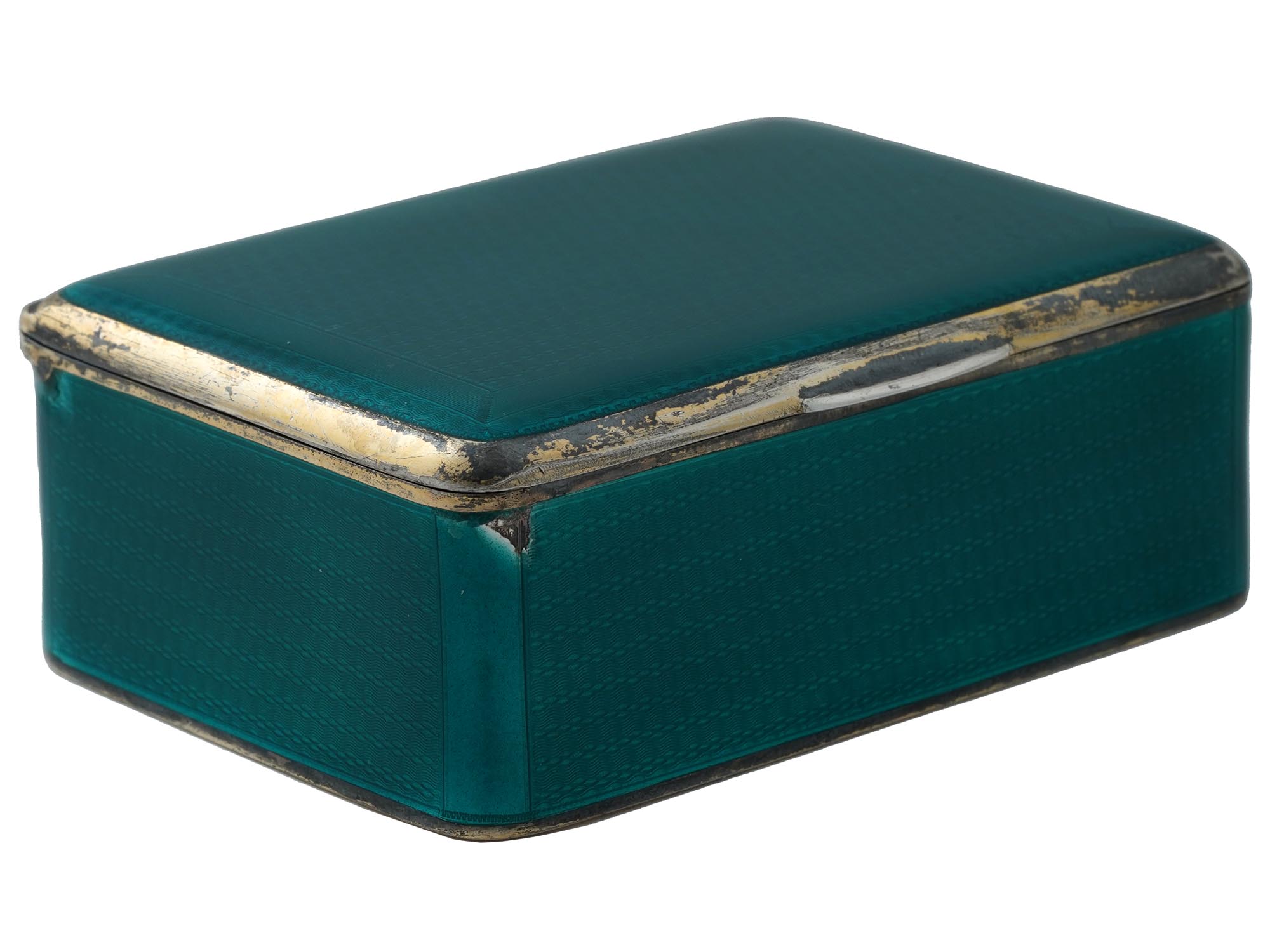 DANISH GILT SILVER GUILLOCHE ENAMEL TRINKET BOX PIC-0