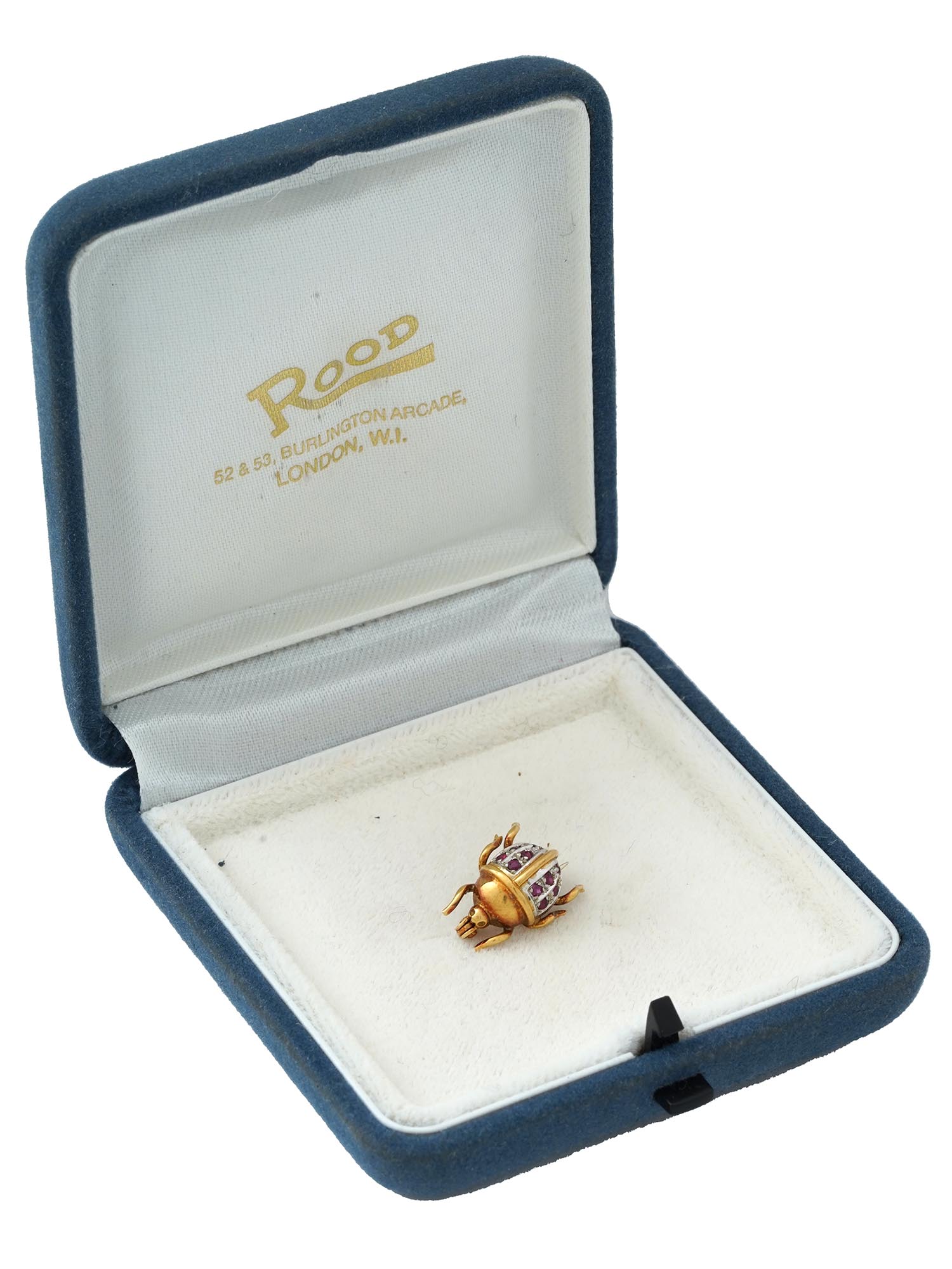 MIDCENT MINIATURE 18K YELLOW GOLD RUBY BUG BROOCH PIC-0