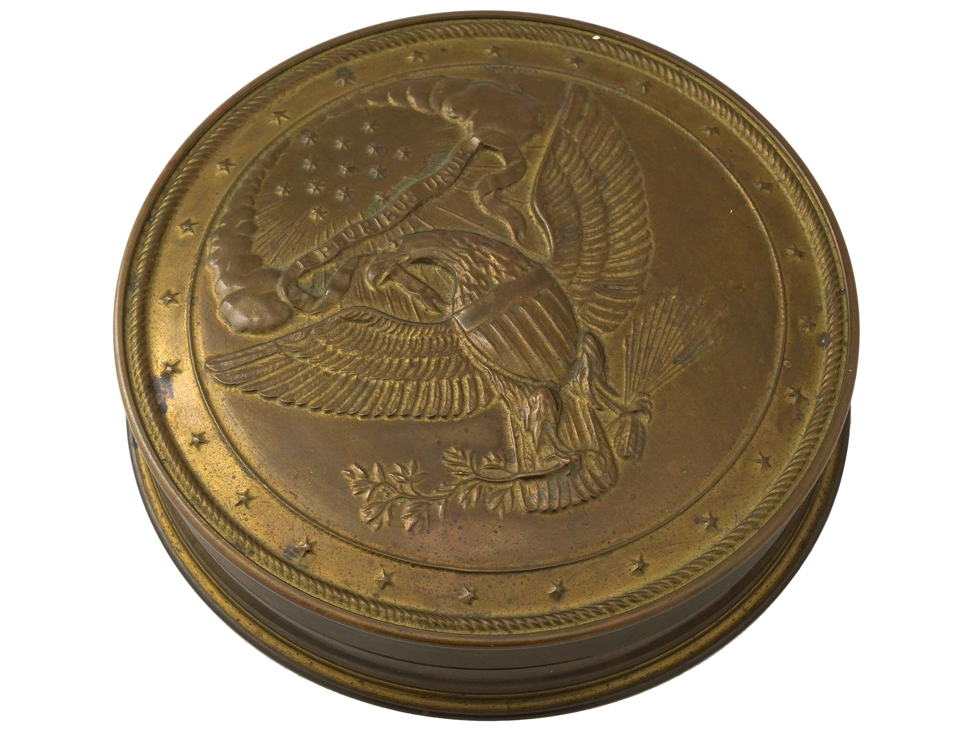 VINTAGE AMERICAN BRONZE US GREAT SEAL TRINKET BOX PIC-0