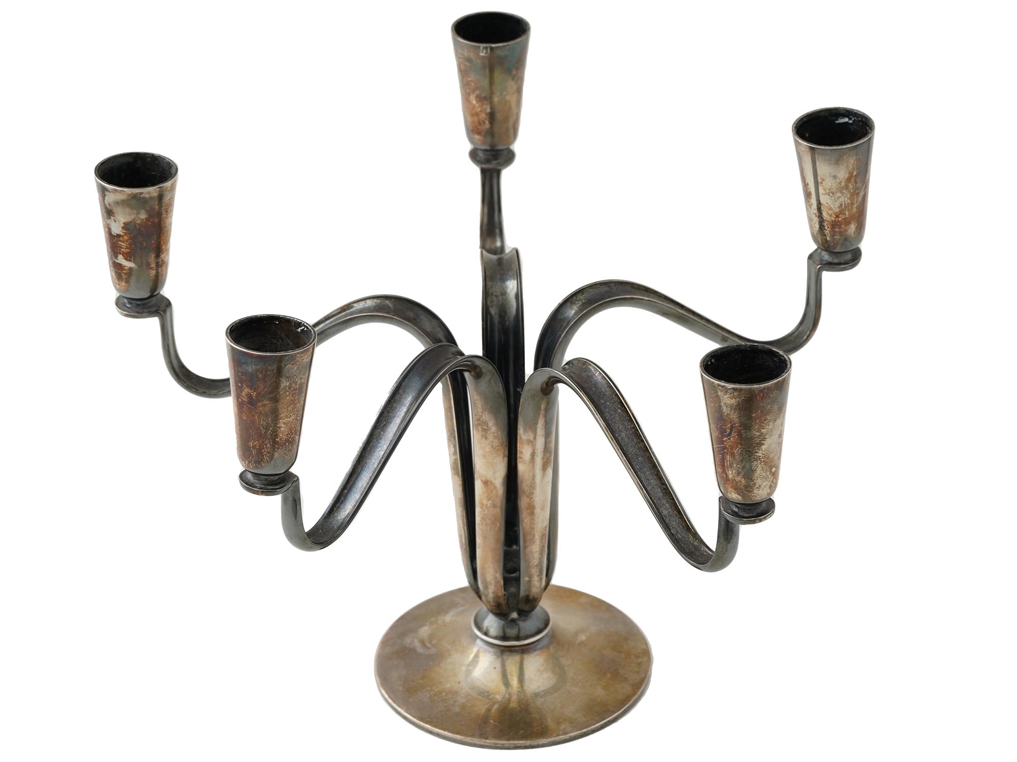 VINTAGE DANISH SILVER CANDELABRA OR CANDLE HOLDER PIC-1