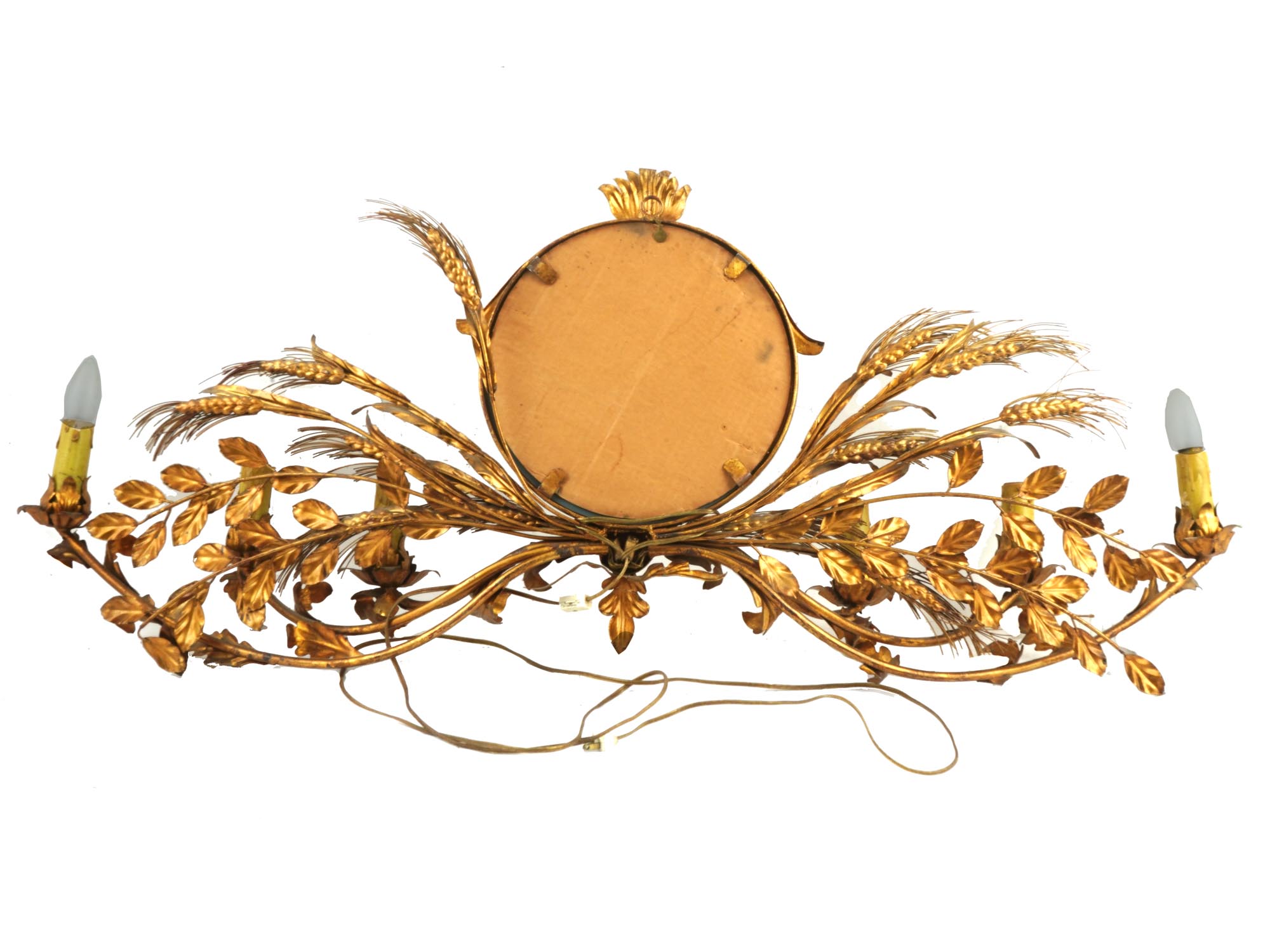 LARGE MID CENT GILT BRASS WALL SCONCE WITH MIRROR PIC-2