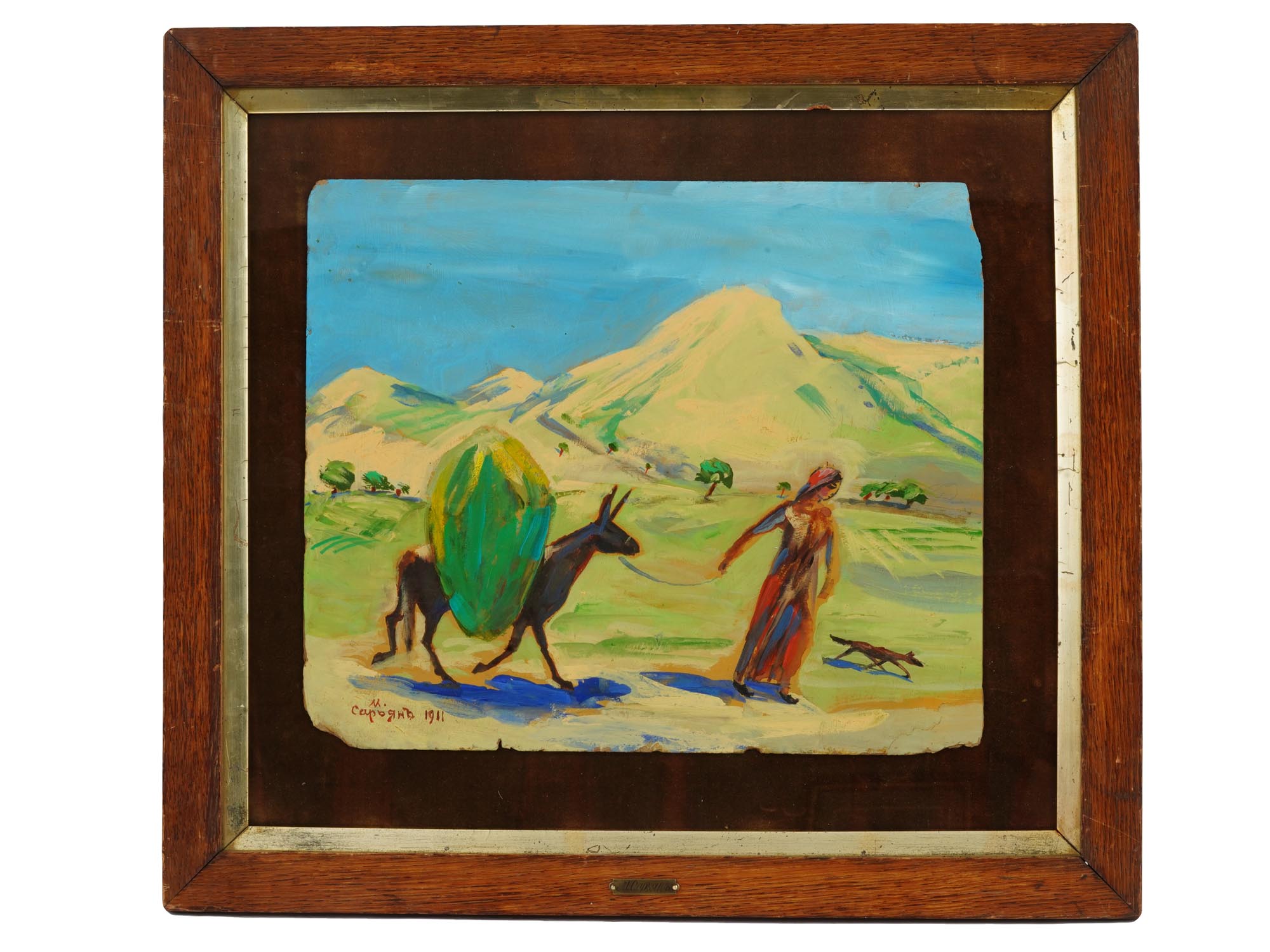 ARMENIAN PAINTING BY MARTIROS SARYAN WOMAN W DONKEY PIC-0