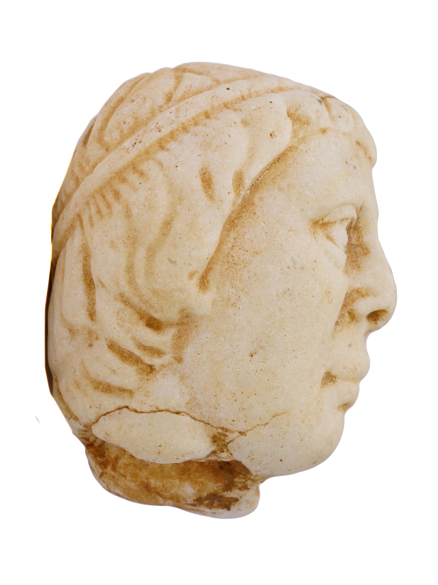 ROMAN CARVED MARBLE HEAD WITH FINE DETAILING PIC-3