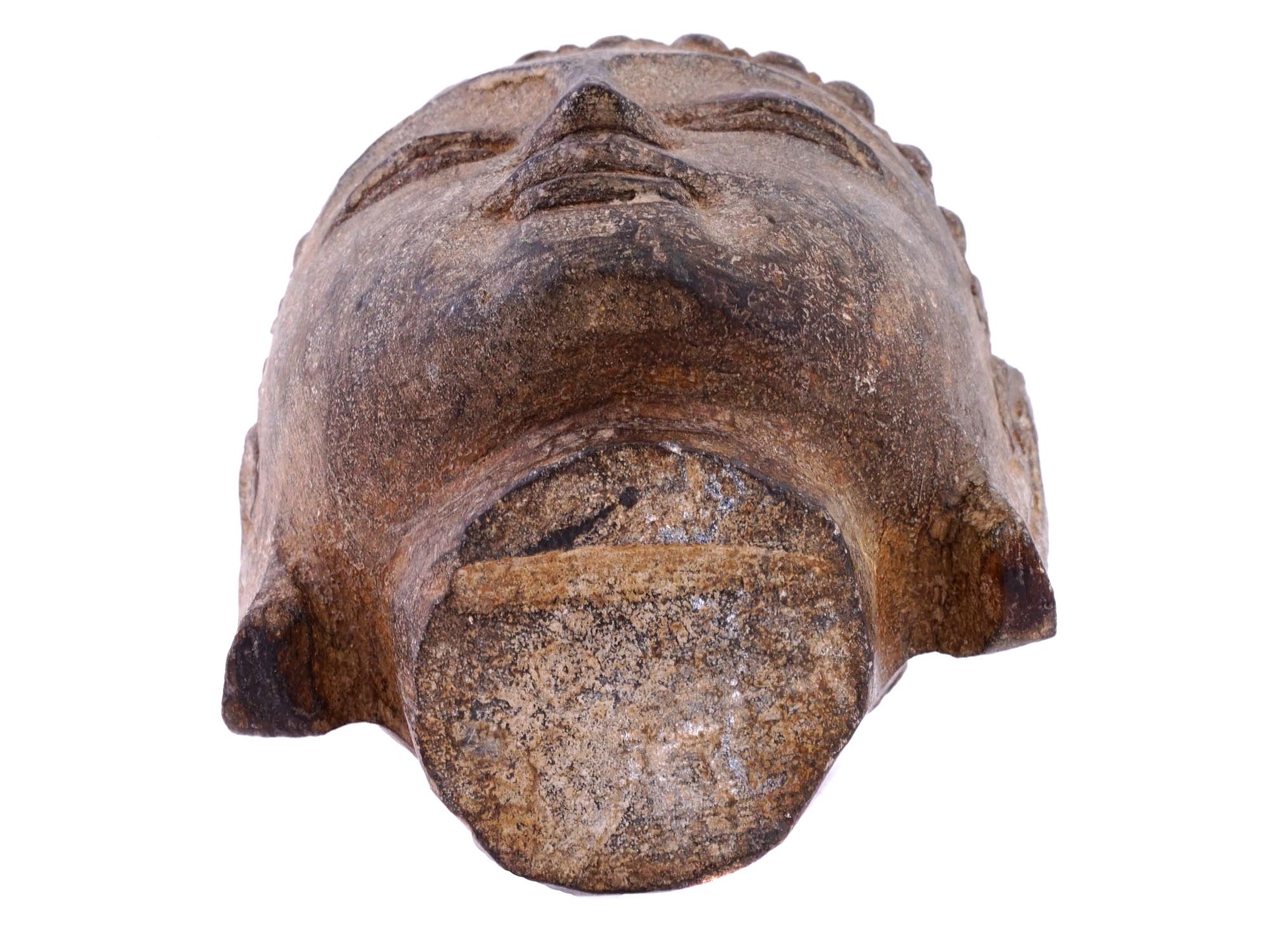 STONE CARVED HEAD OF BUDDHA WITH CLOSED EYES PIC-4