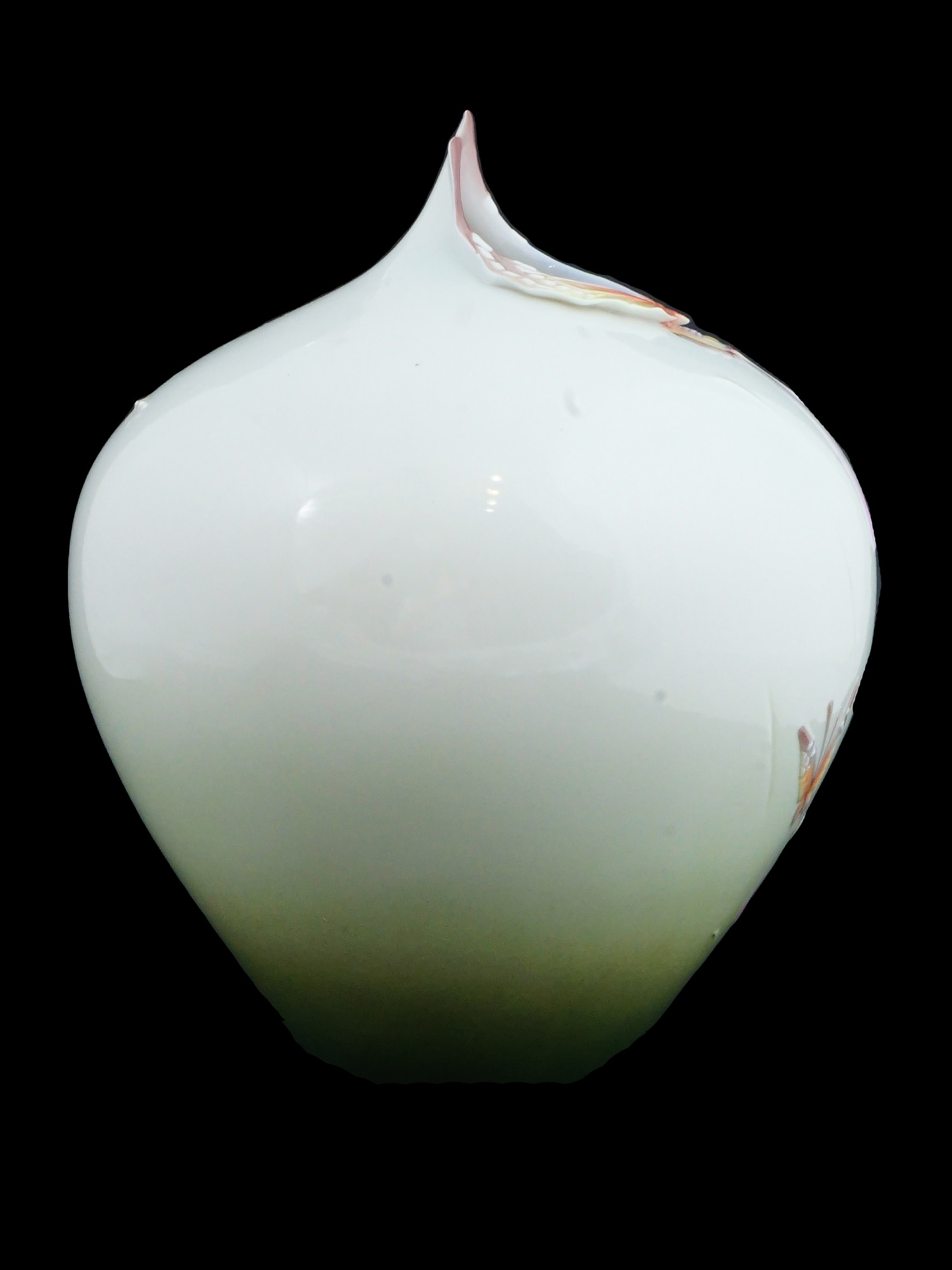 VINTAGE FRANZ JEN WOO PORCELAIN BUTTERFLY VASE PIC-4