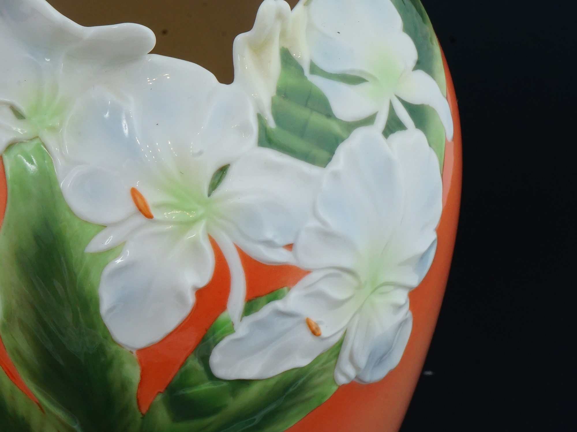 VINTAGE FRANZ WEI XUEI MEI PORCELAIN WHITE GINGER VASE PIC-8