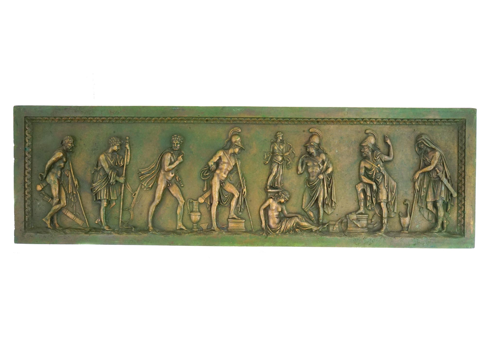 ANTIQUE FRENCH NEOCLASSICAL BRONZE PLAQUE WITH FIGURES PIC-0