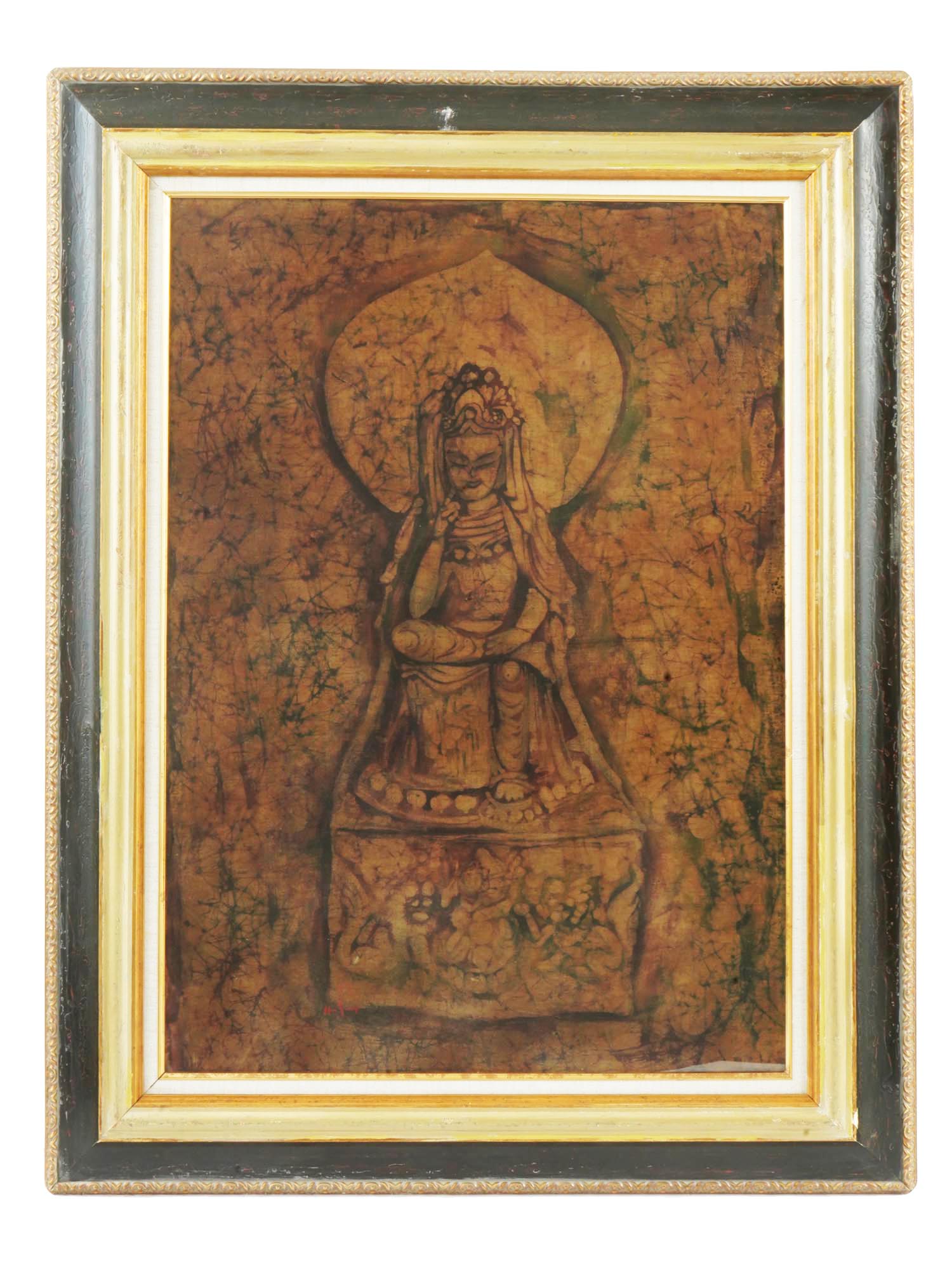 CONTEMPORARY CHINESE SILK PAINTING GUANYIN SIGNED PIC-0