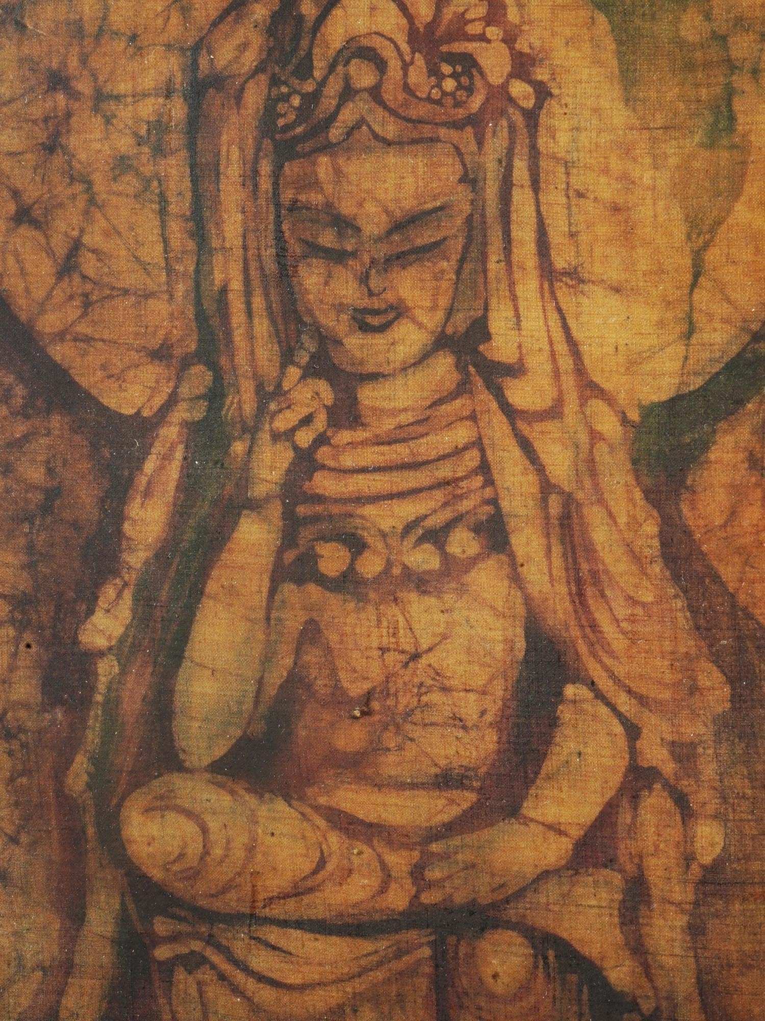 CONTEMPORARY CHINESE SILK PAINTING GUANYIN SIGNED PIC-2