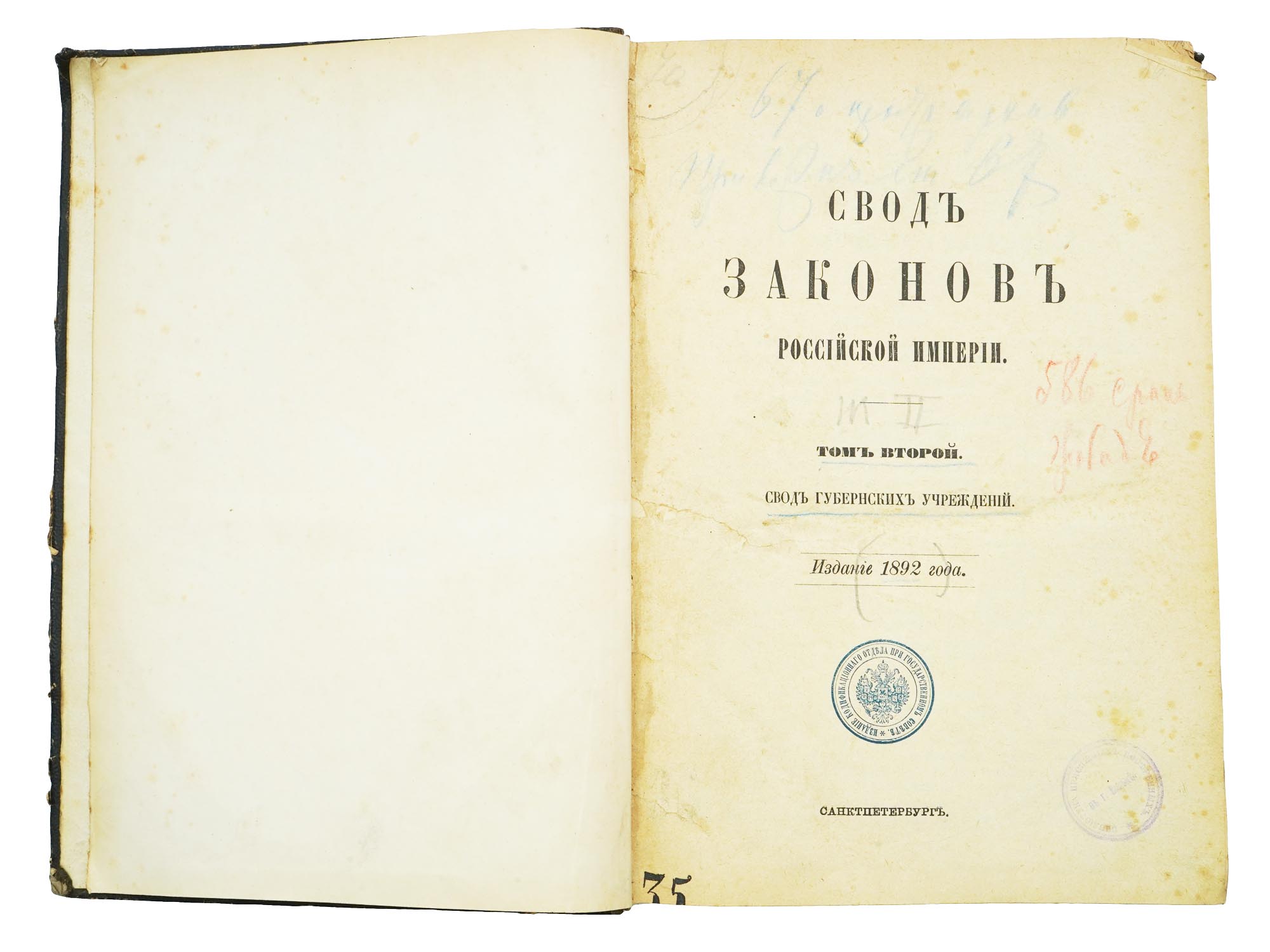ANTIQUE RUSSIAN EMPIRE CODE OF LAWS TWO VOLUMES PIC-3