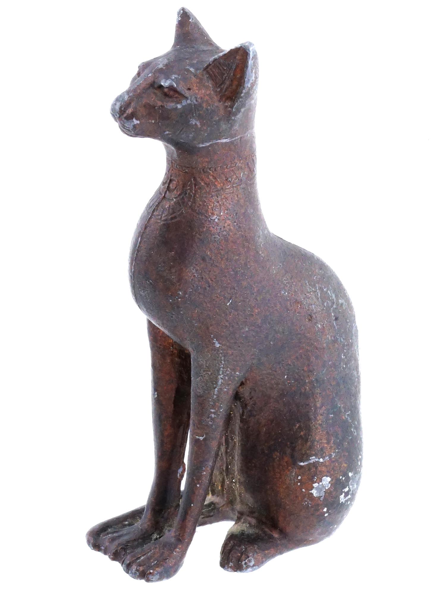 ANCIENT EGYPTIAN FIGURE SEATED CAT BRONZE REPRODUCTION PIC-0