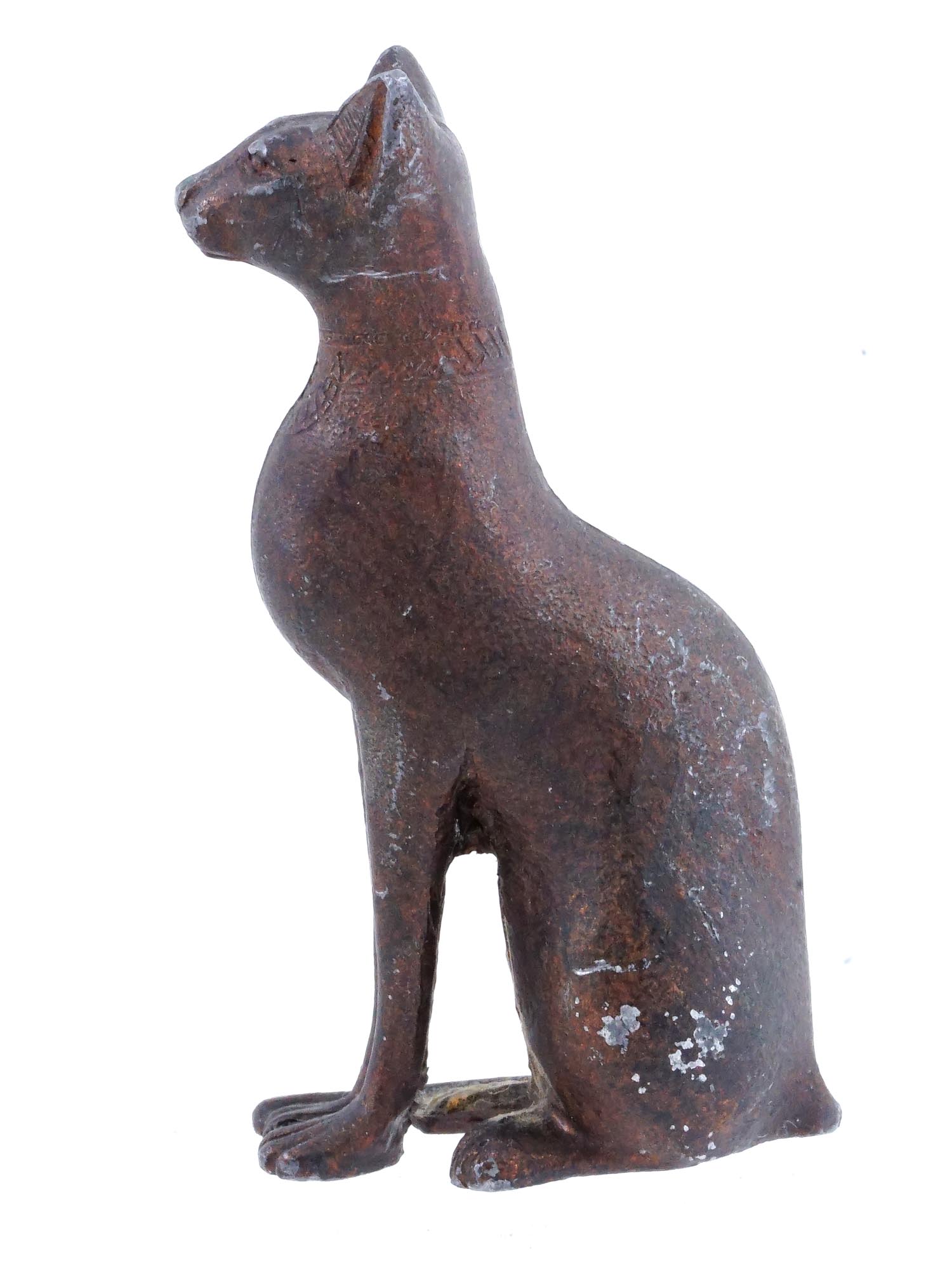 ANCIENT EGYPTIAN FIGURE SEATED CAT BRONZE REPRODUCTION PIC-2