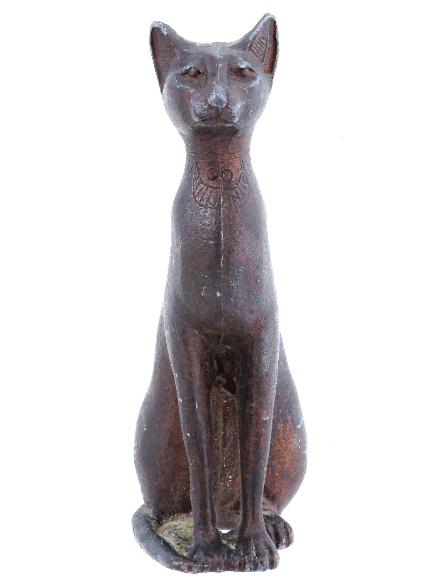 ANCIENT EGYPTIAN FIGURE SEATED CAT BRONZE REPRODUCTION PIC-1