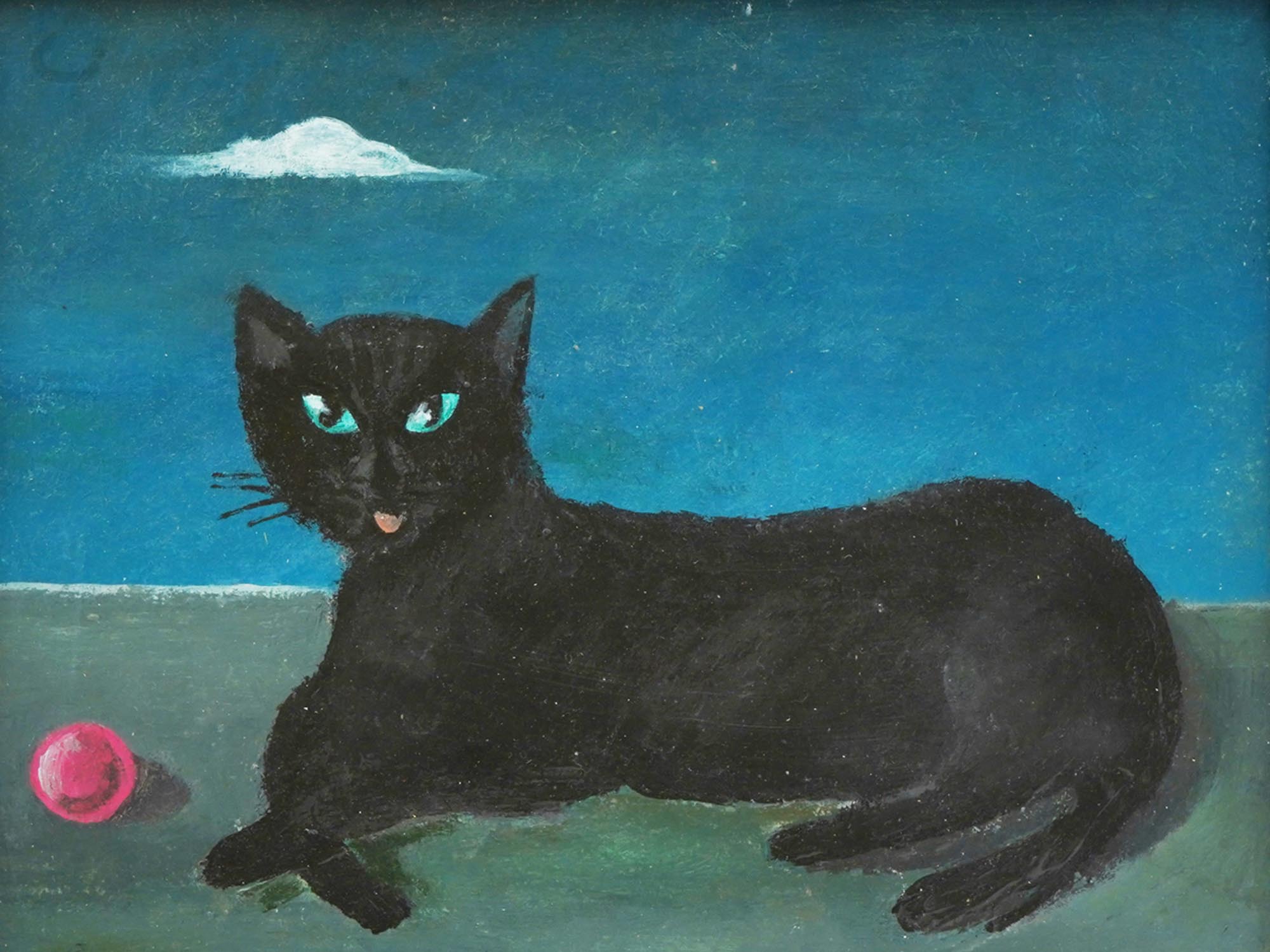 ATTR TO GERTRUDE ABERCROMBIE AMERICAN CAT OIL PAINTING PIC-1