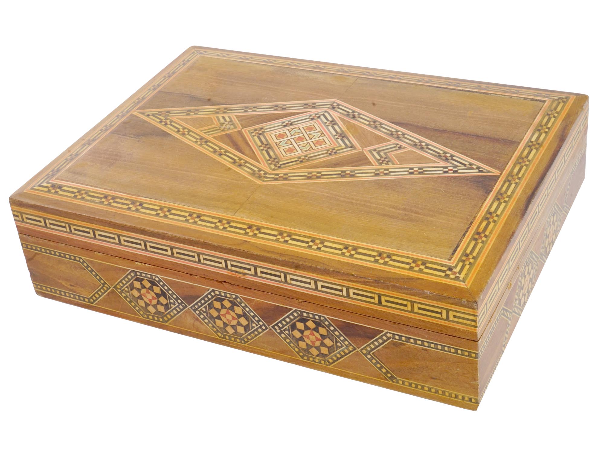 LARGE SYRIAN DAMASCUS MARQUETRY CASKET BOX PIC-0