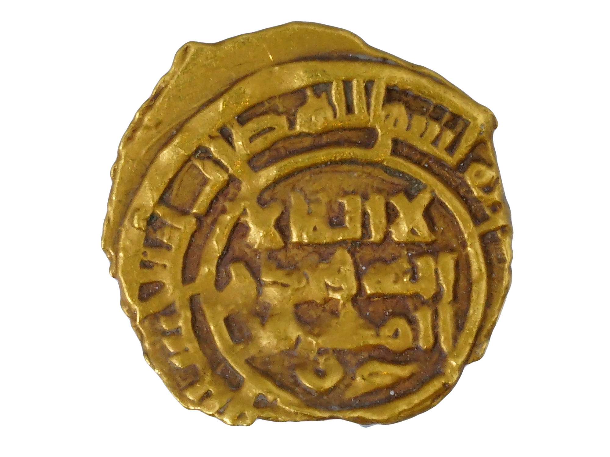 ANTIQUE ISLAMIC FATIMID AL HAKIM 18K GOLD DINAR COIN PIC-1