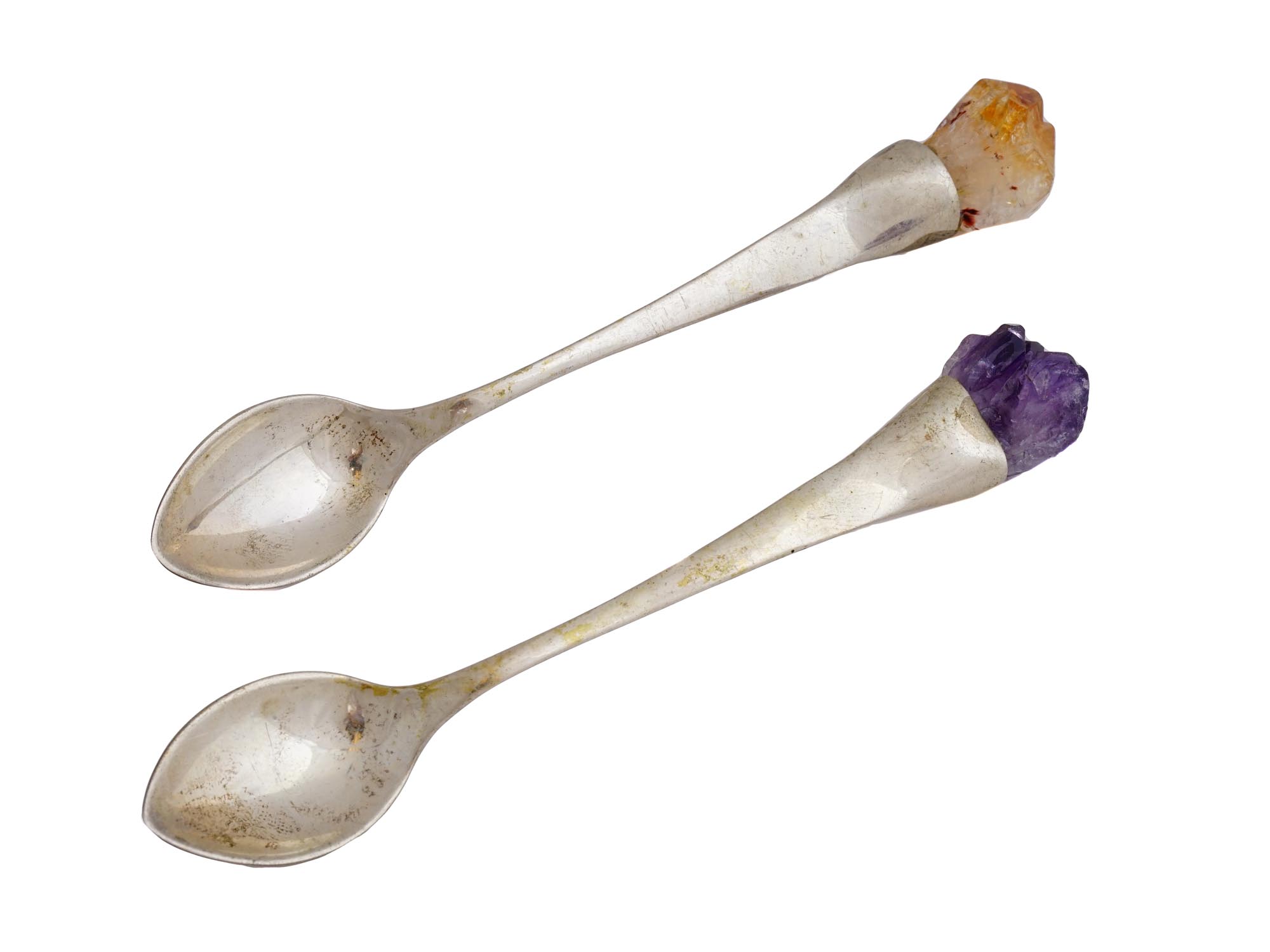 MIHRI SILVER COFFEE SPOONS W SEMIPRECIOUS STONES PIC-2