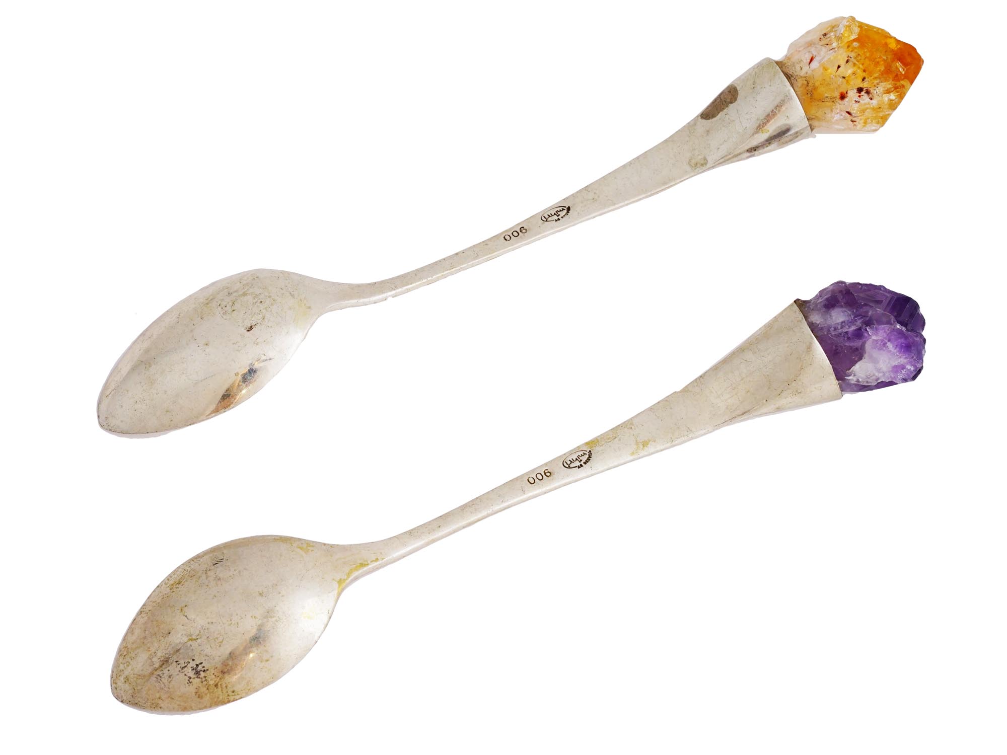 MIHRI SILVER COFFEE SPOONS W SEMIPRECIOUS STONES PIC-3