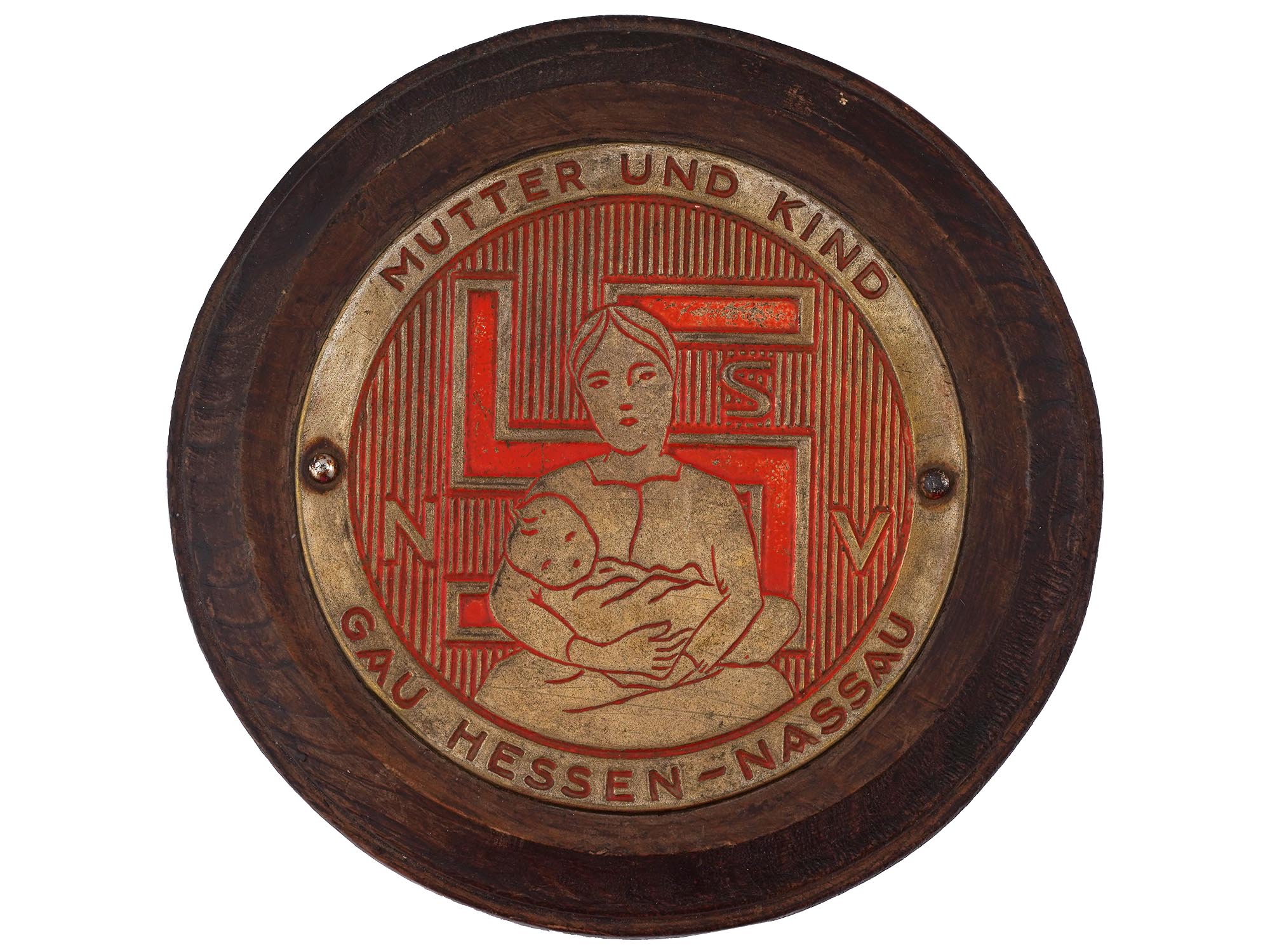 WWII NAZI GERMAN NSV MOTHER OF CHILD DOOR PLAQUE PIC-0