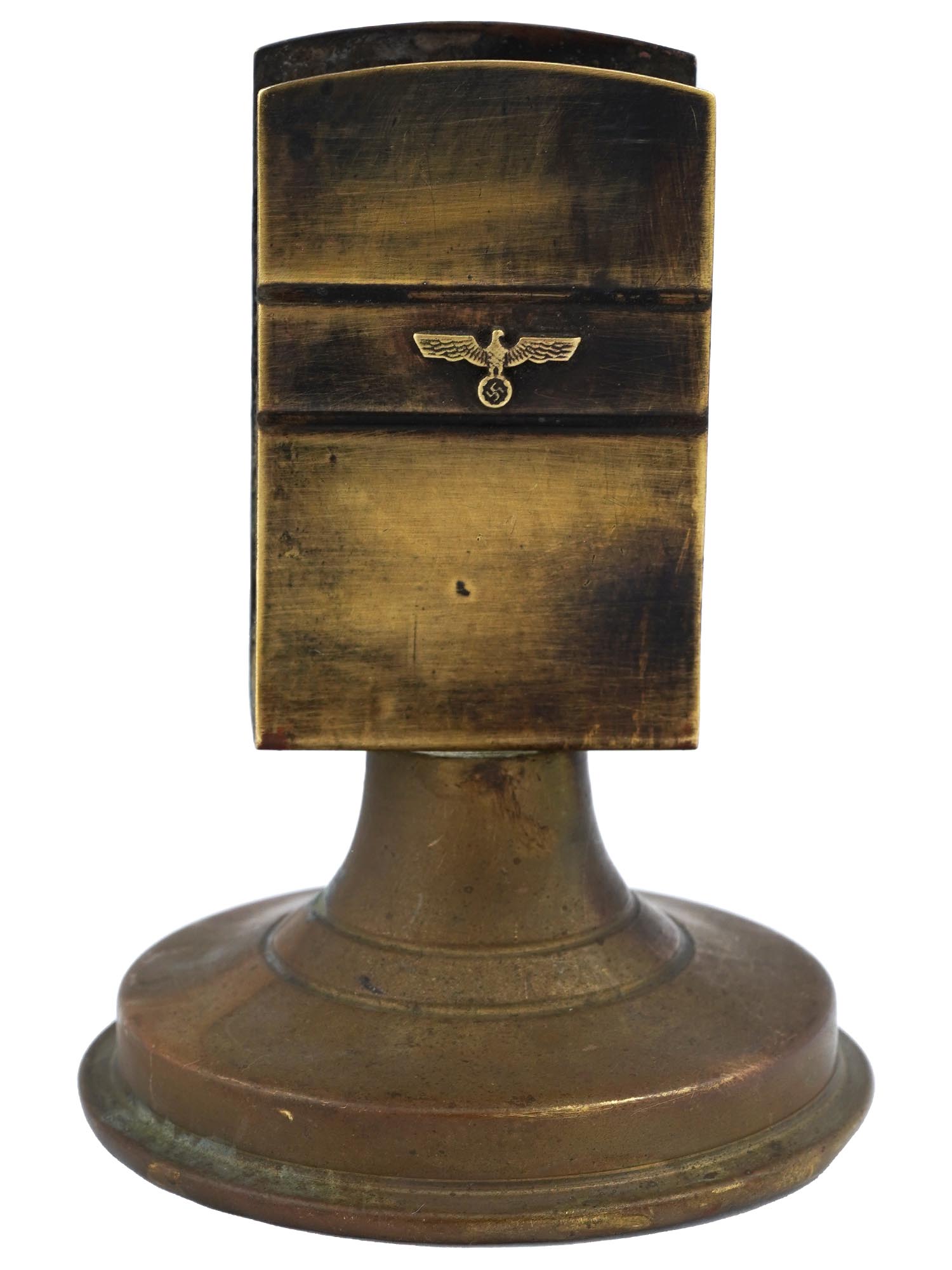 WWII NAZI GERMAN EAGLE BRASS MATCH HOLDER W STAND PIC-3