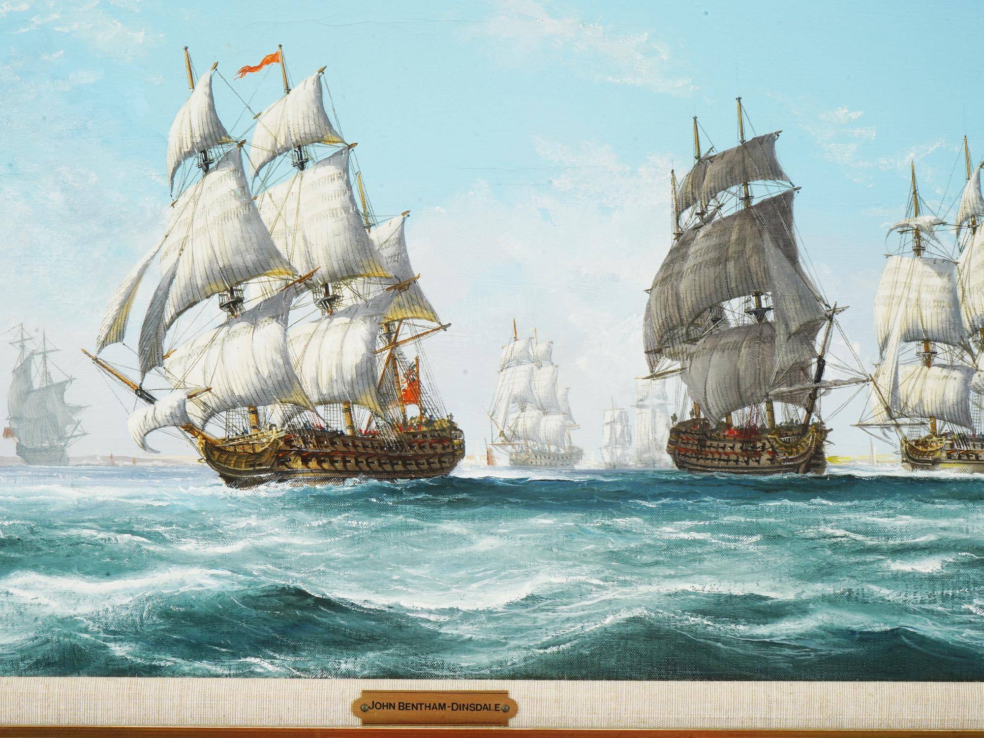 BRITISH MARINE OIL PAINTING BY JOHN BENTHAM DINSDALE PIC-2